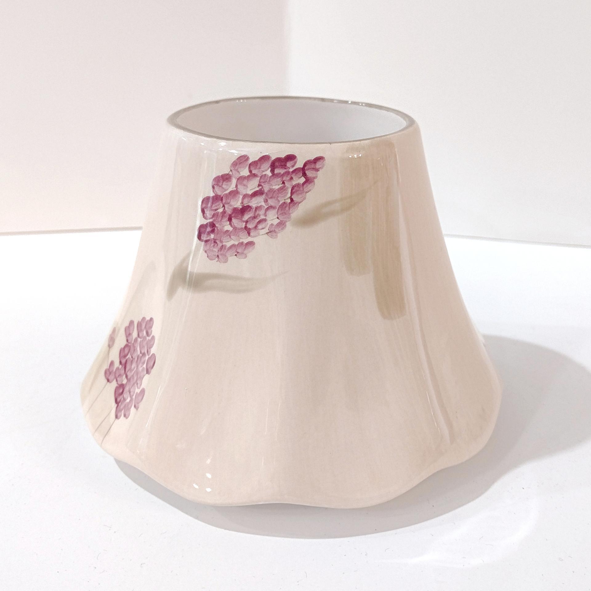Vintage Home Interiors Purple Lilac and Bumble Bee Ceramic Candle Shade, Hyacinth Floral Candle Topper