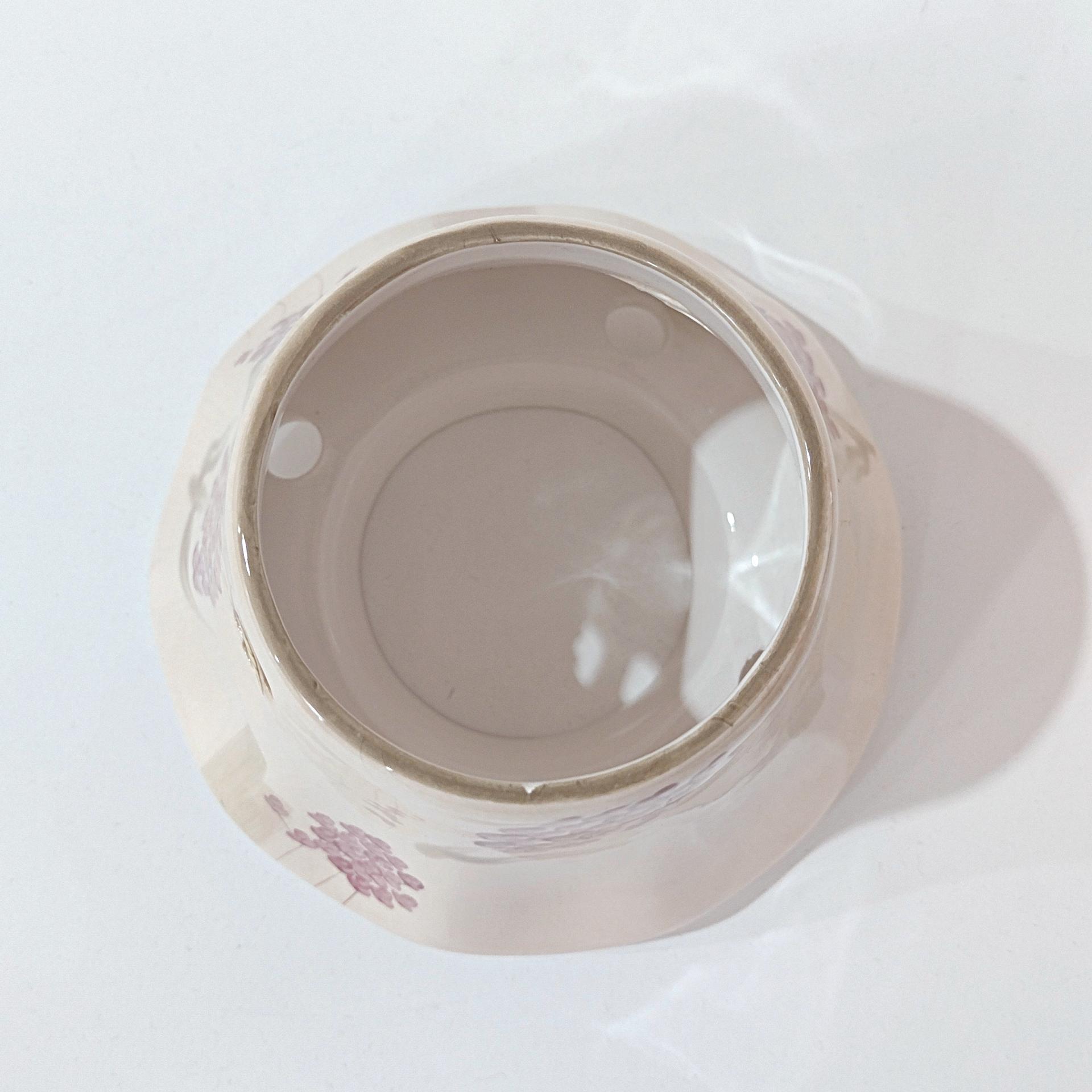 Vintage Home Interiors Purple Lilac and Bumble Bee Ceramic Candle Shade, Hyacinth Floral Candle Topper