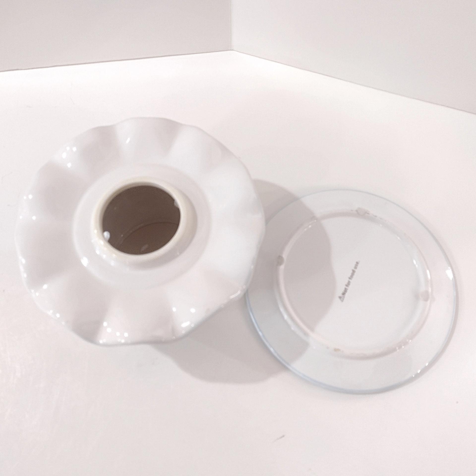 Vintage Hydrangea Floral Ceramic Shade Jar Candle Topper and Under Plate