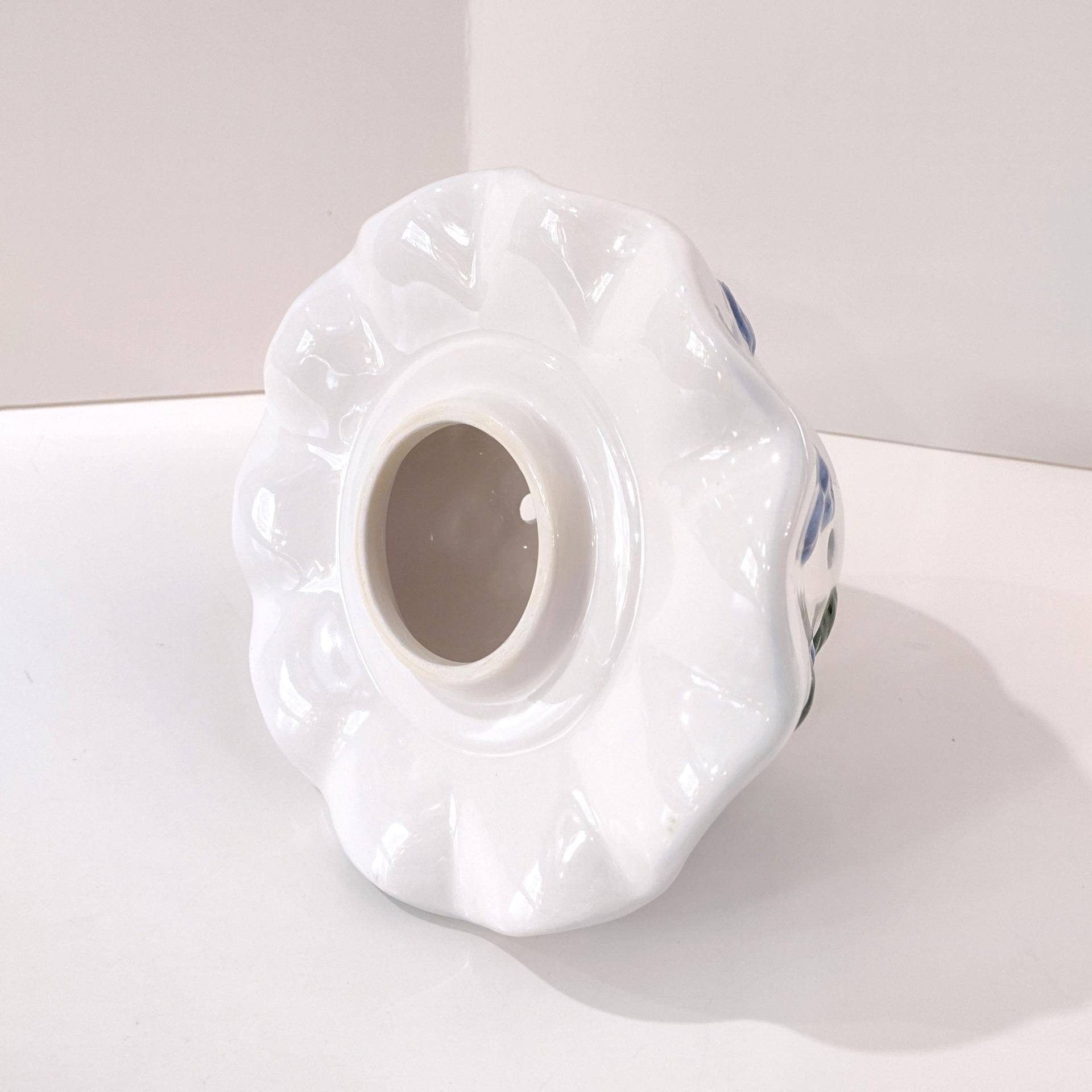 Vintage Hydrangea Floral Ceramic Shade Jar Candle Topper and Under Plate