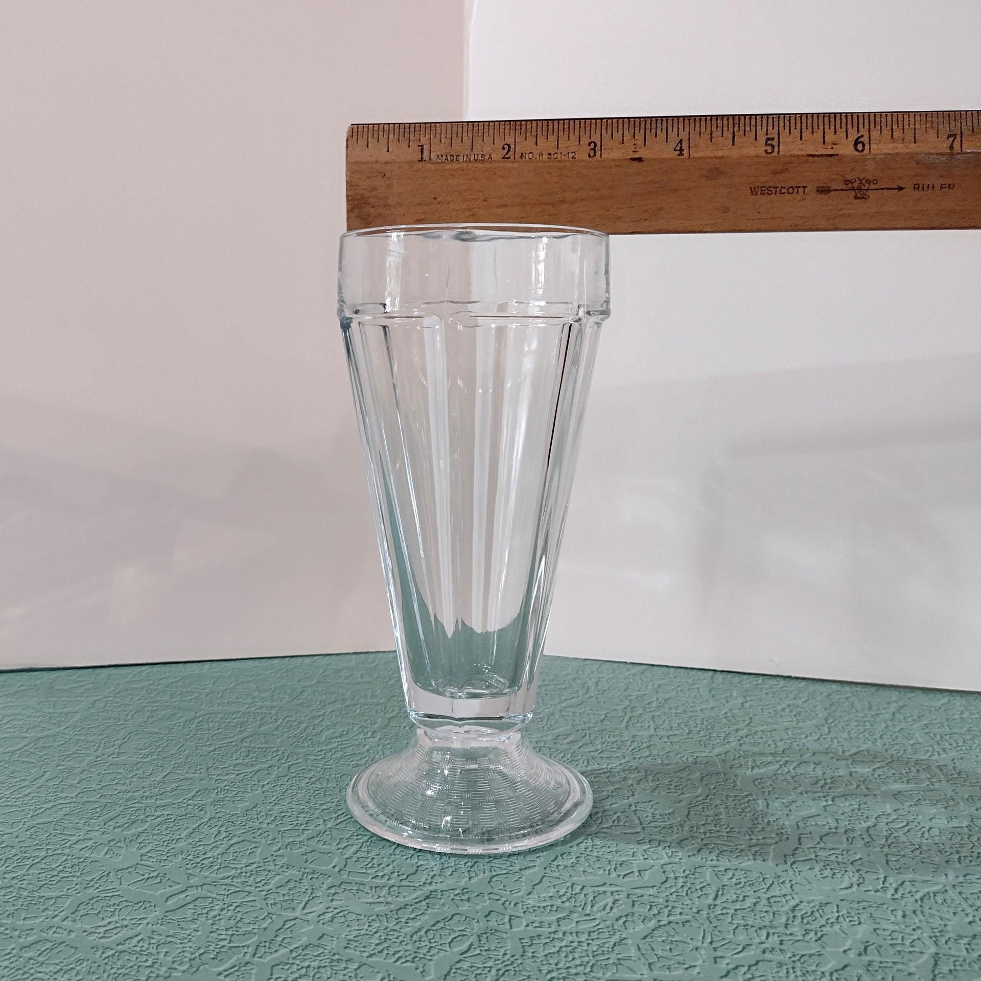 Vintage Libbey Clear Footed Soda Tumblers,  Milkshake Ice Cream Sundae Glasses, Set of Two, Retro Glassware, Parfait Glasses
