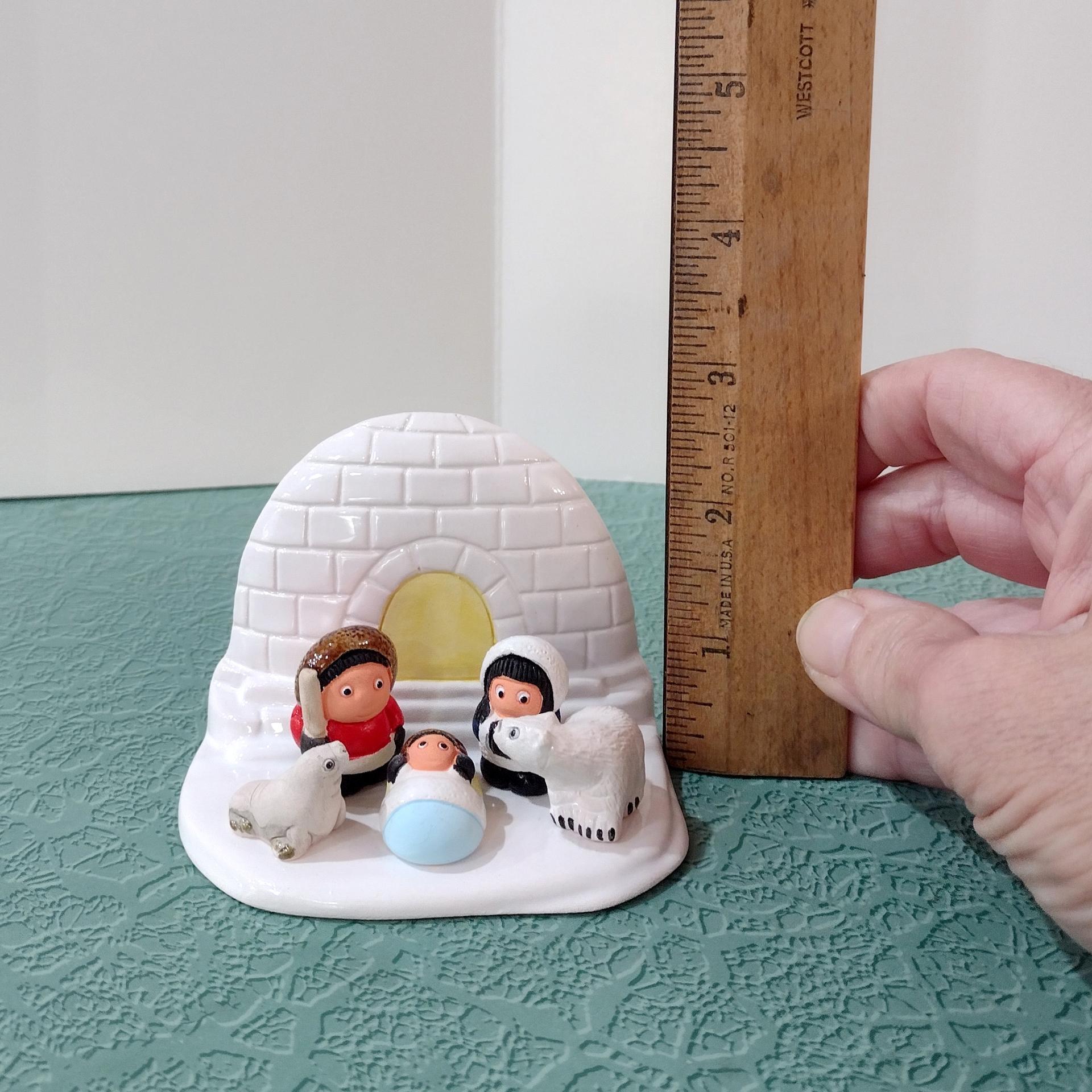 Igloo Arctic Ceramic Manger Nativity Scene Christmas Decoration
