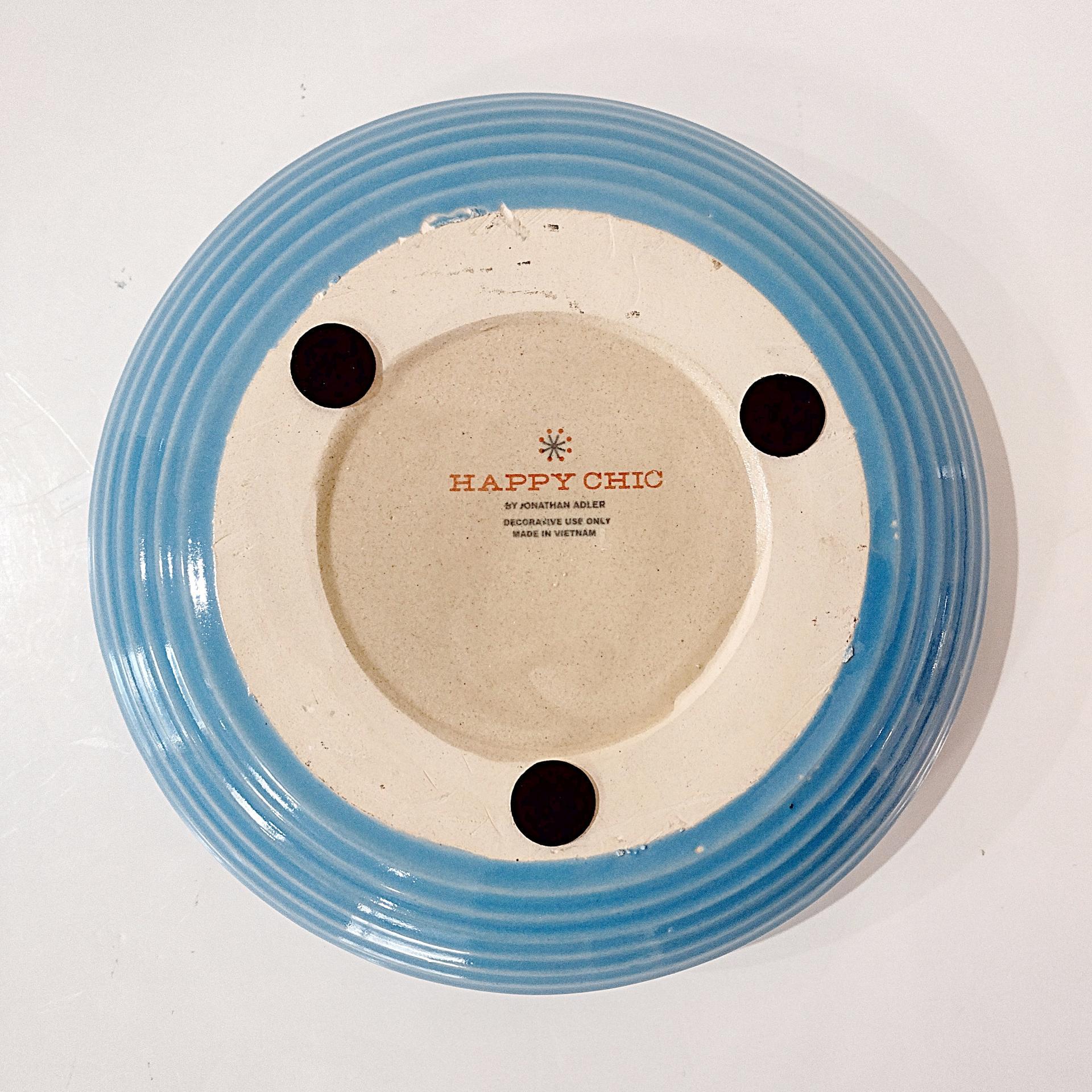 Vintage Aqua Blue Ceramic Ikebana Vase, Jonathan Adler Happy Chic Planter Pot