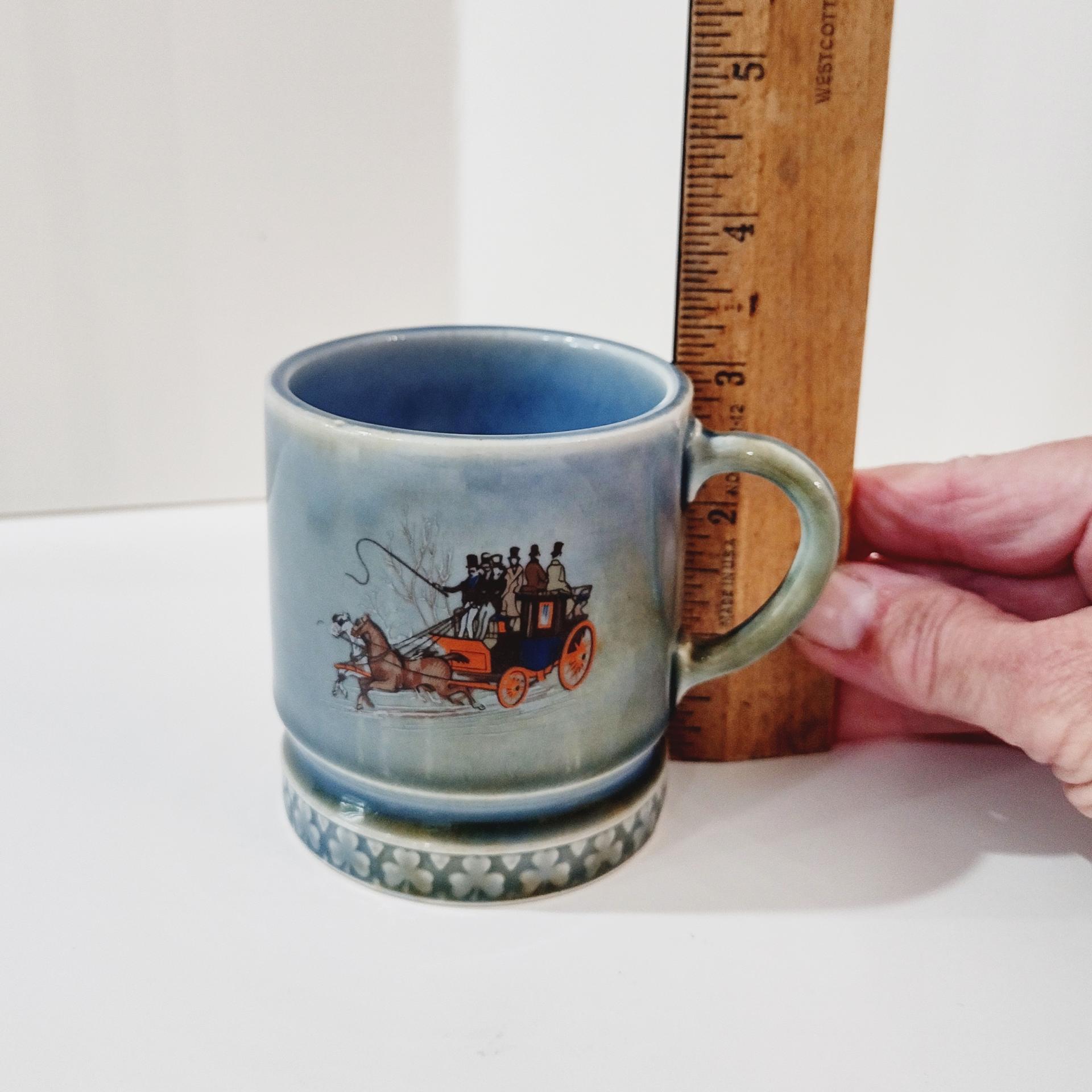 Vintage Wade Irish Porcelain Mini Mug, Ceramic Demitasse Cup, Ireland Stagecoach Mark A