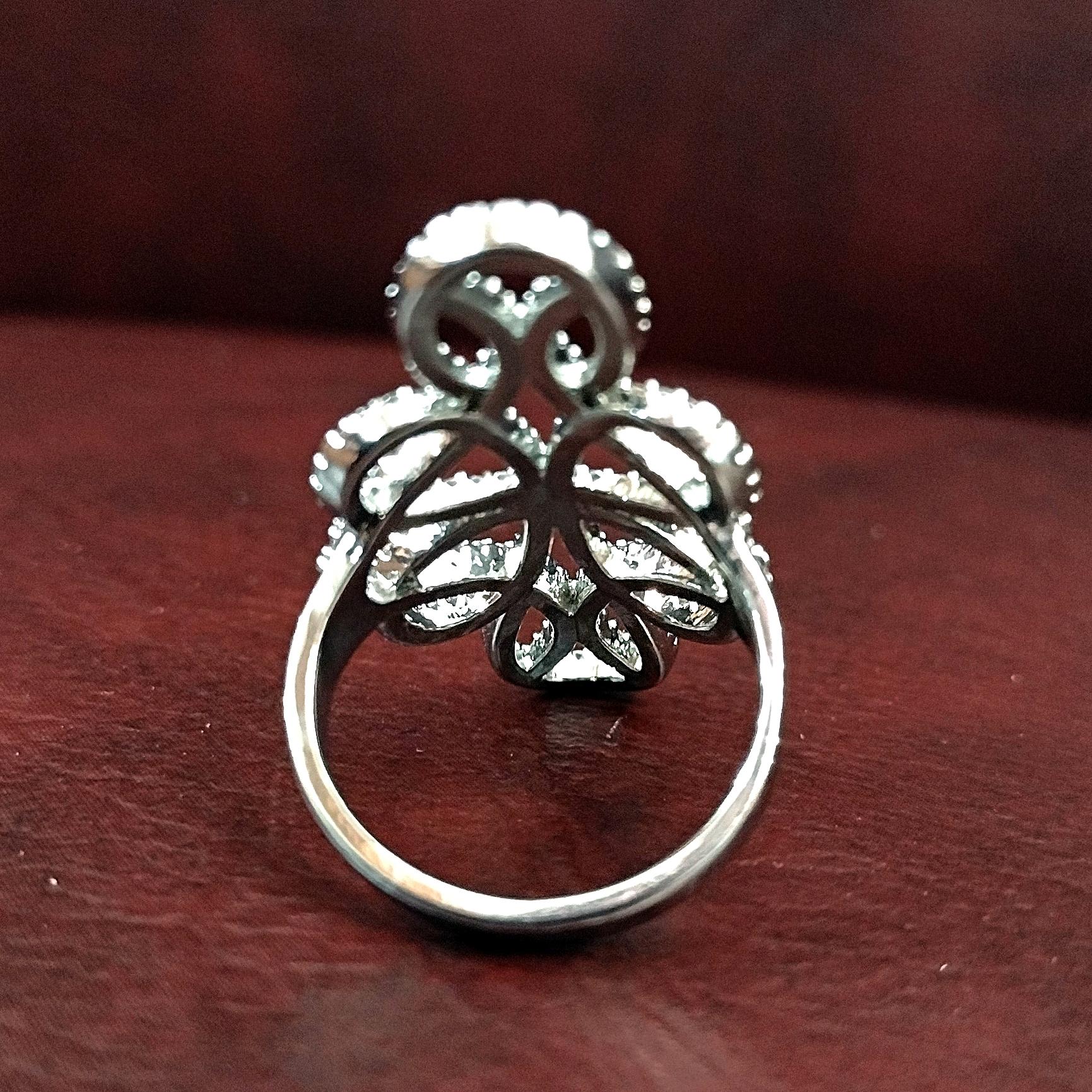 Vintage Silver CZ Celtic Infinity Knot Statement Knuckle Ring, Size 7, Irish Jewelry Cocktail Ring