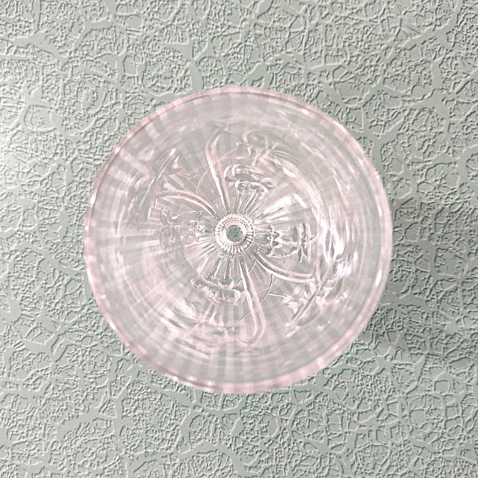 Vintage Jeanette Glass Iris Footed Tumbler, Floral Pressed Depression Glass