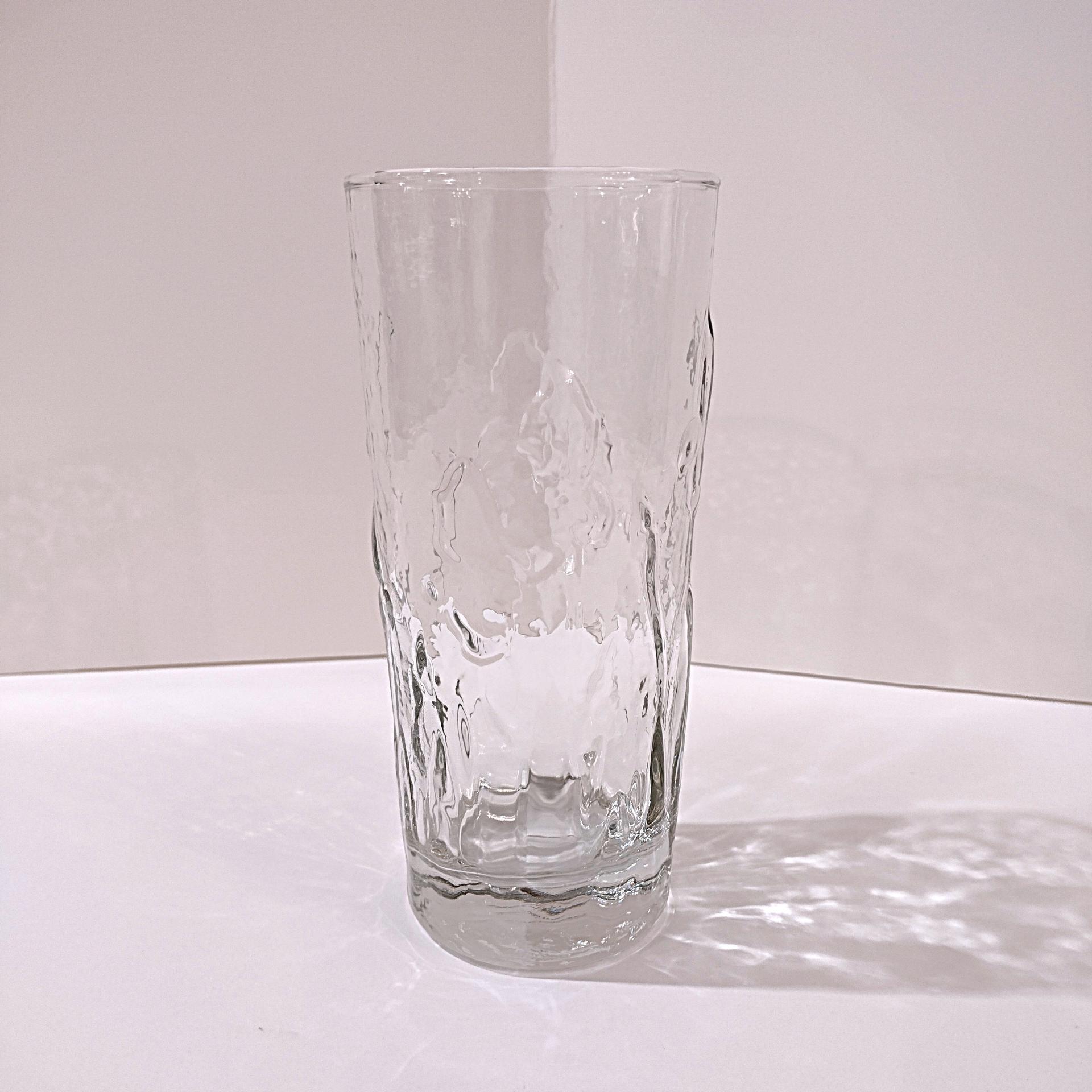 Vintage Libbey Iris Clear Pressed Glass Flat Tumbler Drinking Glass, Floral Pressed Highball Glass