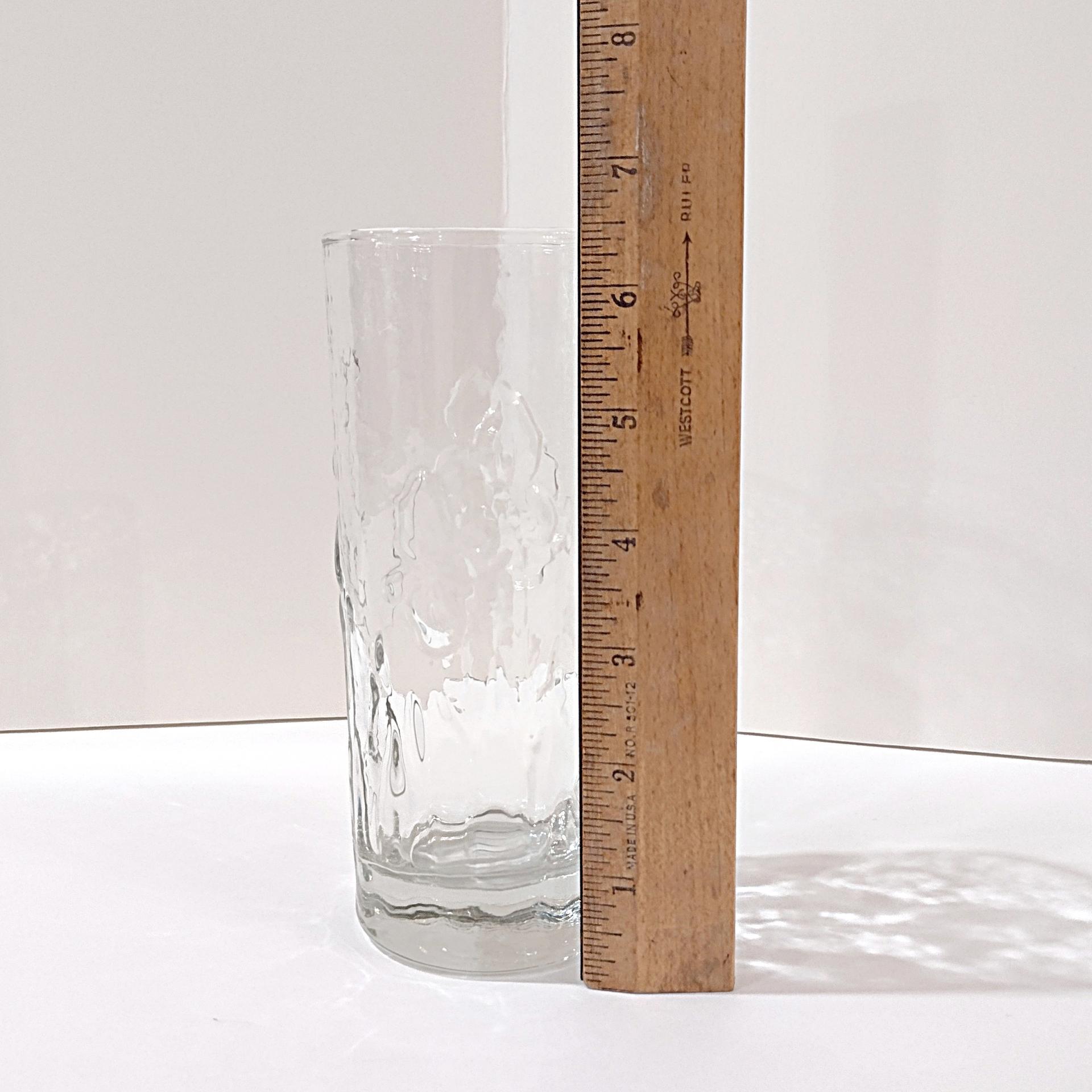 Vintage Libbey Iris Clear Pressed Glass Flat Tumbler Drinking Glass, Floral Pressed Highball Glass