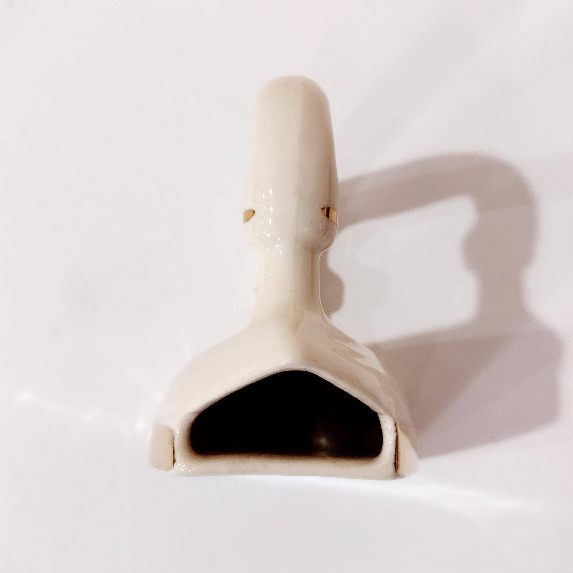 Vintage Ceramic Iron Shaped Floral Pocket Vase, Hand-Painted Bud Vase
