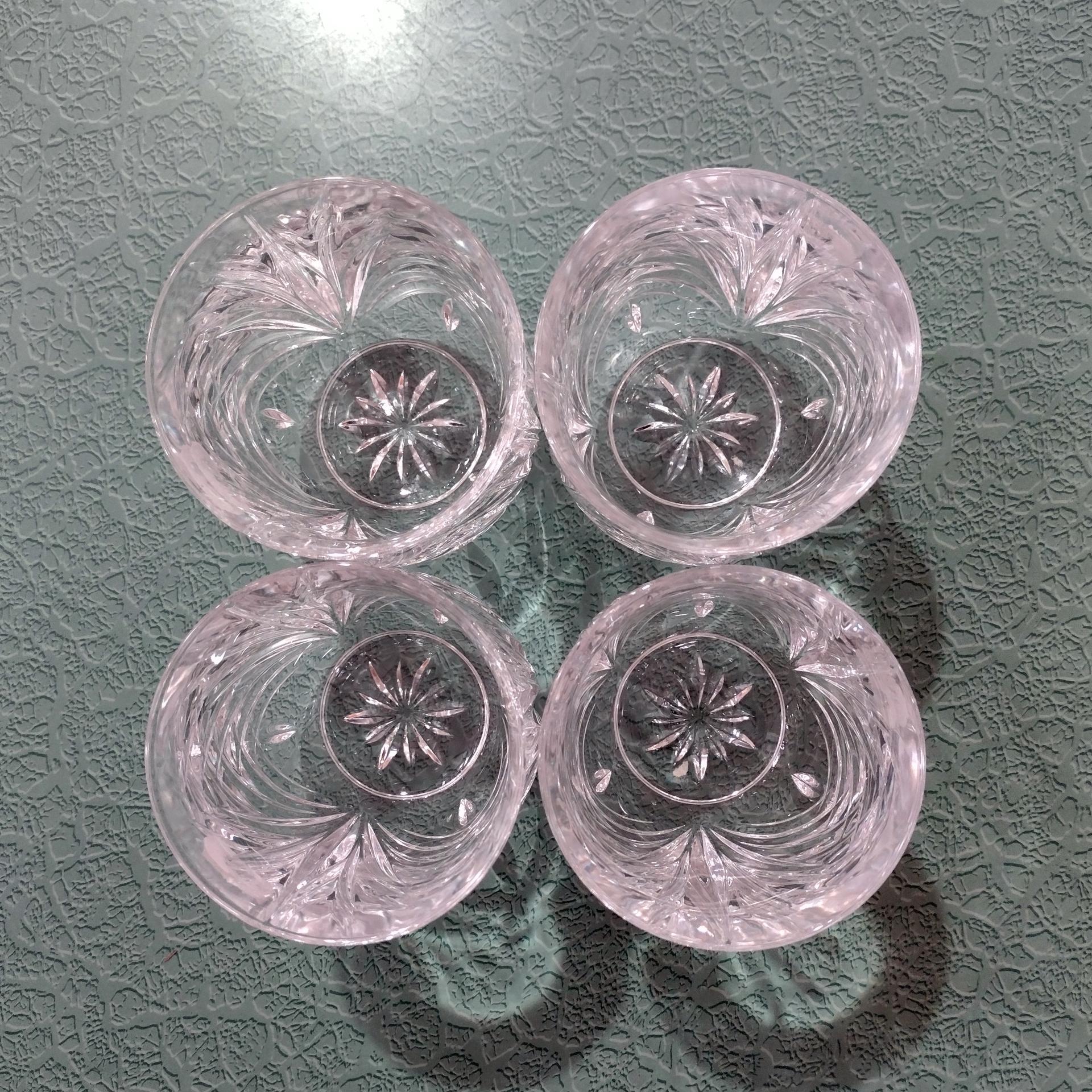 Vintage NEW JG Durand Madrigal Crystal Double Old Fashioned Glasses, Set of Four, Whiskey Glasses, Lowball Glasses, Rocks Glasses
