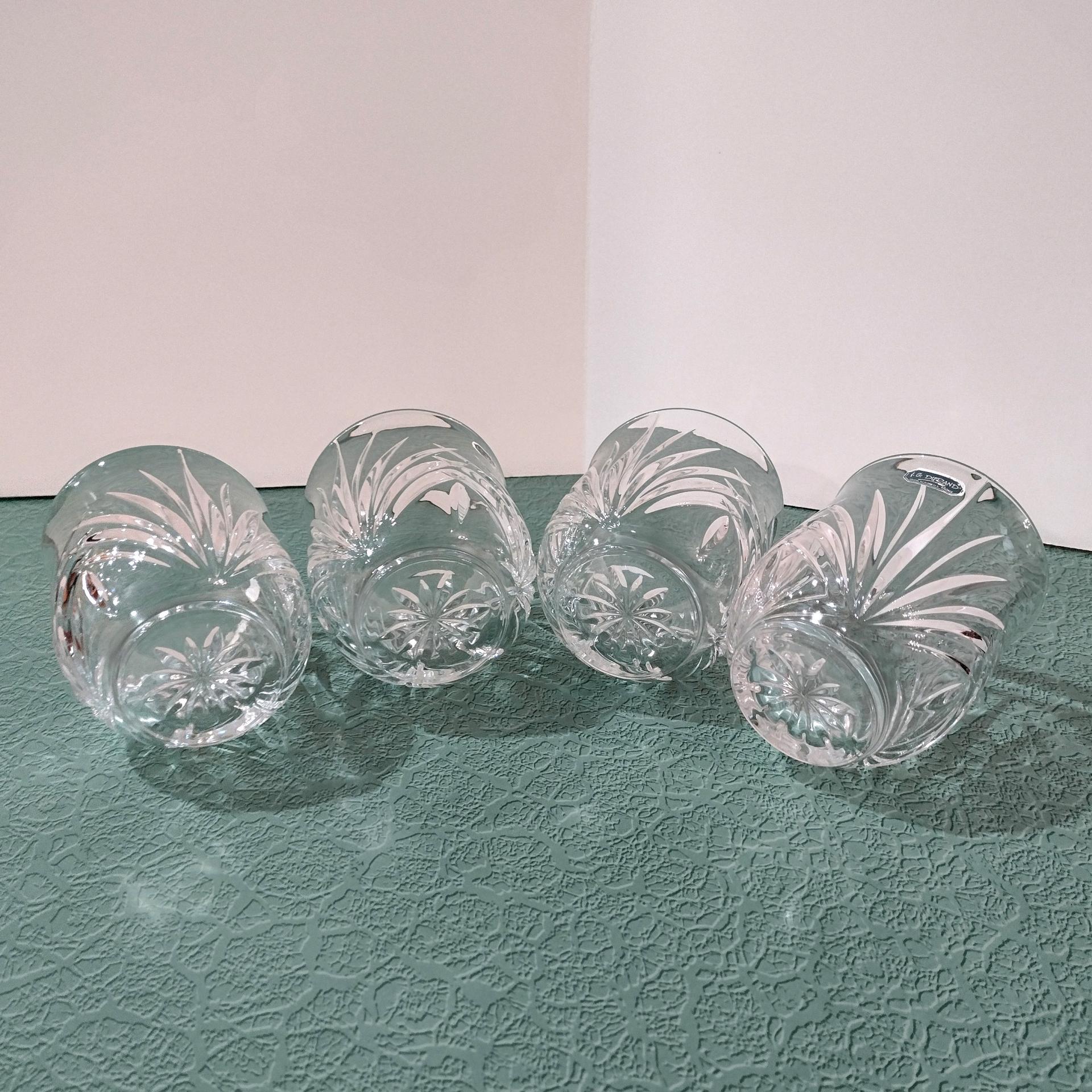 Vintage NEW JG Durand Madrigal Crystal Double Old Fashioned Glasses, Set of Four, Whiskey Glasses, Lowball Glasses, Rocks Glasses