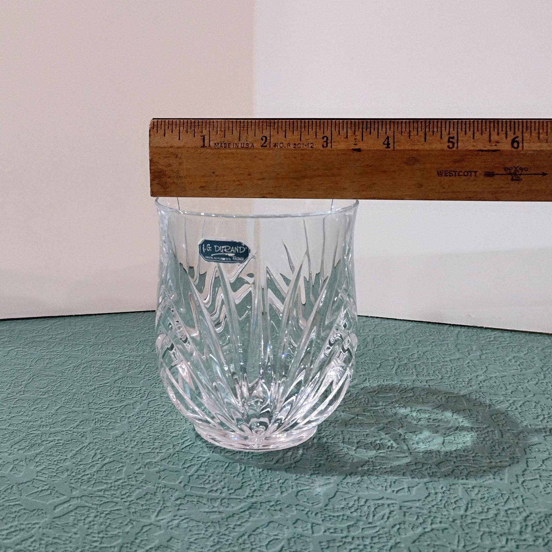 Vintage NEW JG Durand Madrigal Crystal Double Old Fashioned Glasses, Set of Four, Whiskey Glasses, Lowball Glasses, Rocks Glasses