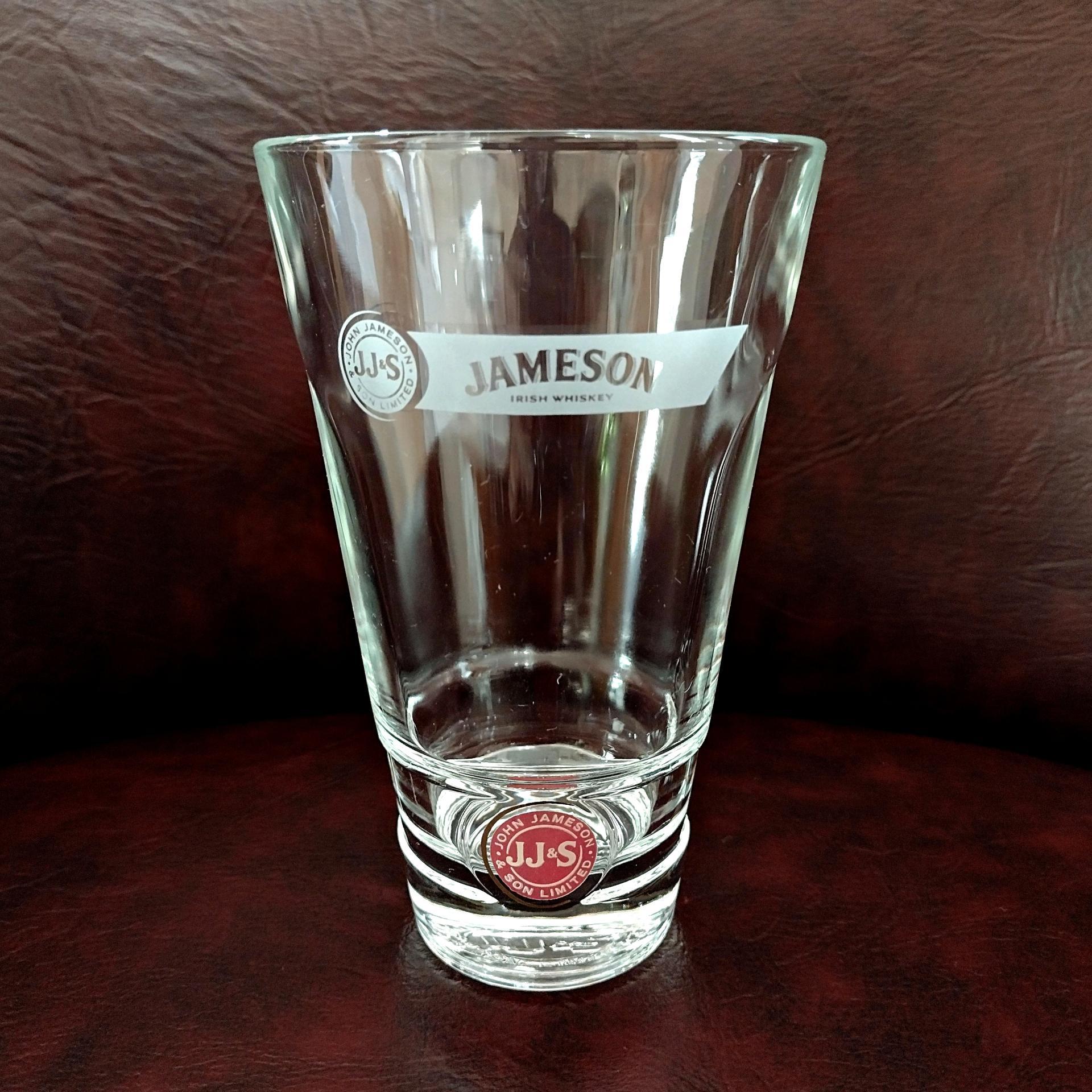Vintage John Jameson and Son Irish Whiskey Tall Glasses, Set of 4, JJ & S Limited Edition Logo Glasses