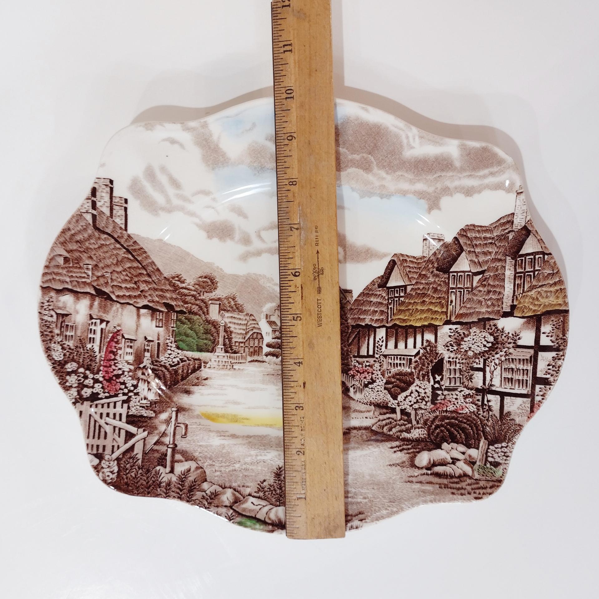Vintage Johnson Brothers Olde English Countryside Brown Multi Color Serving Platter