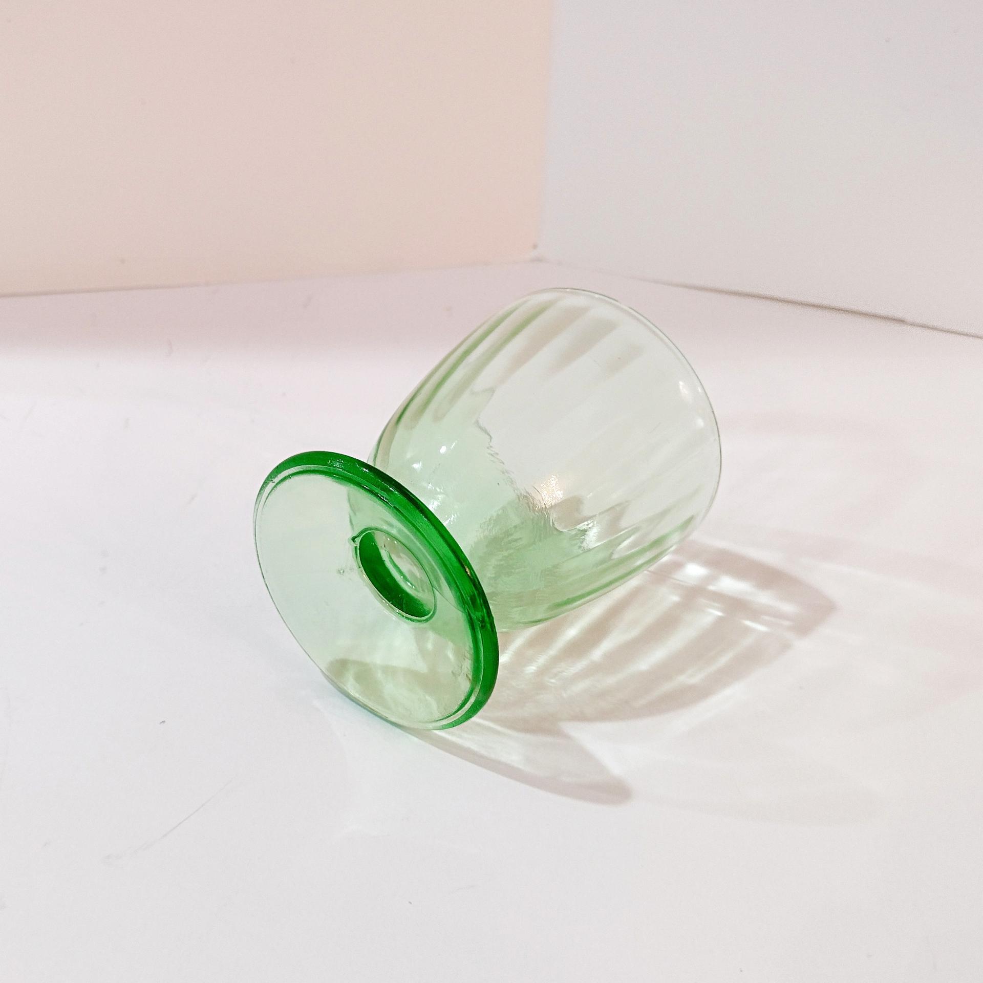 Vintage Green Footed Uranium Glass Juice Glass / Dessert Cup