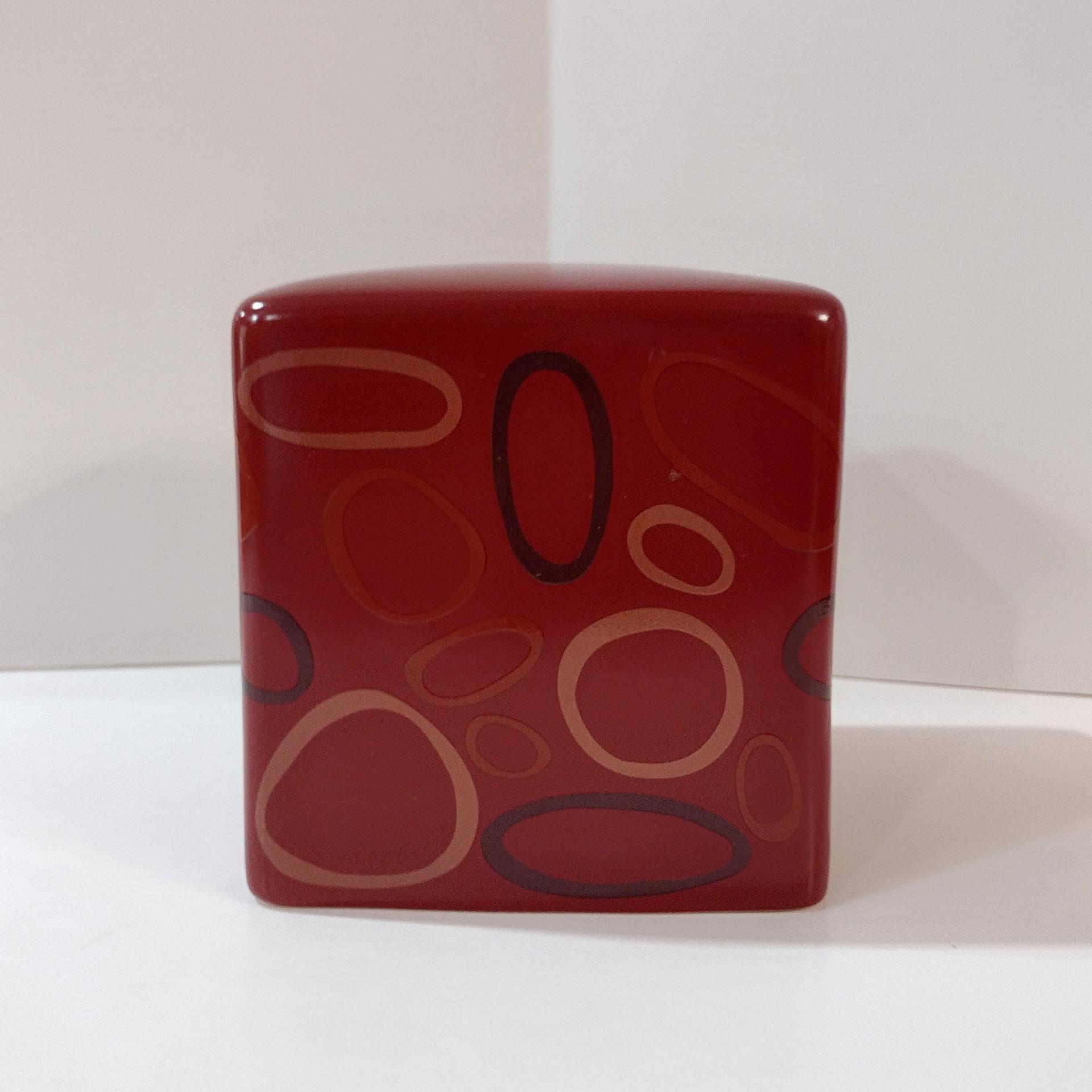 Vintage Ceramic Square Tissue Box Cover Holder, Angela Adams Lulu Cinnamon Retro Bathroom Decor