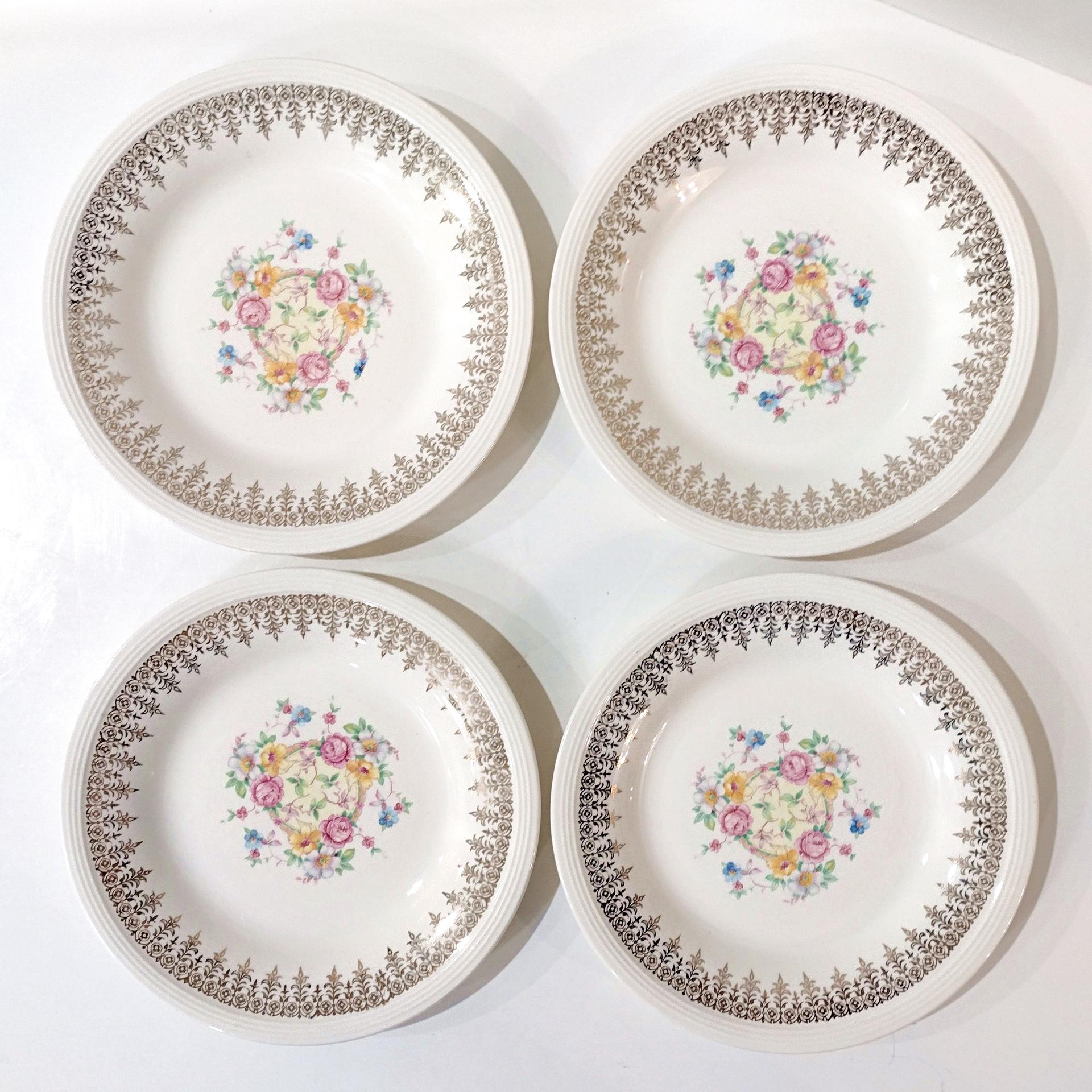 Vintage Edwin Knowles Royal Knowlton Plates, Set of Four, Bread and Butter Appetizer Plates