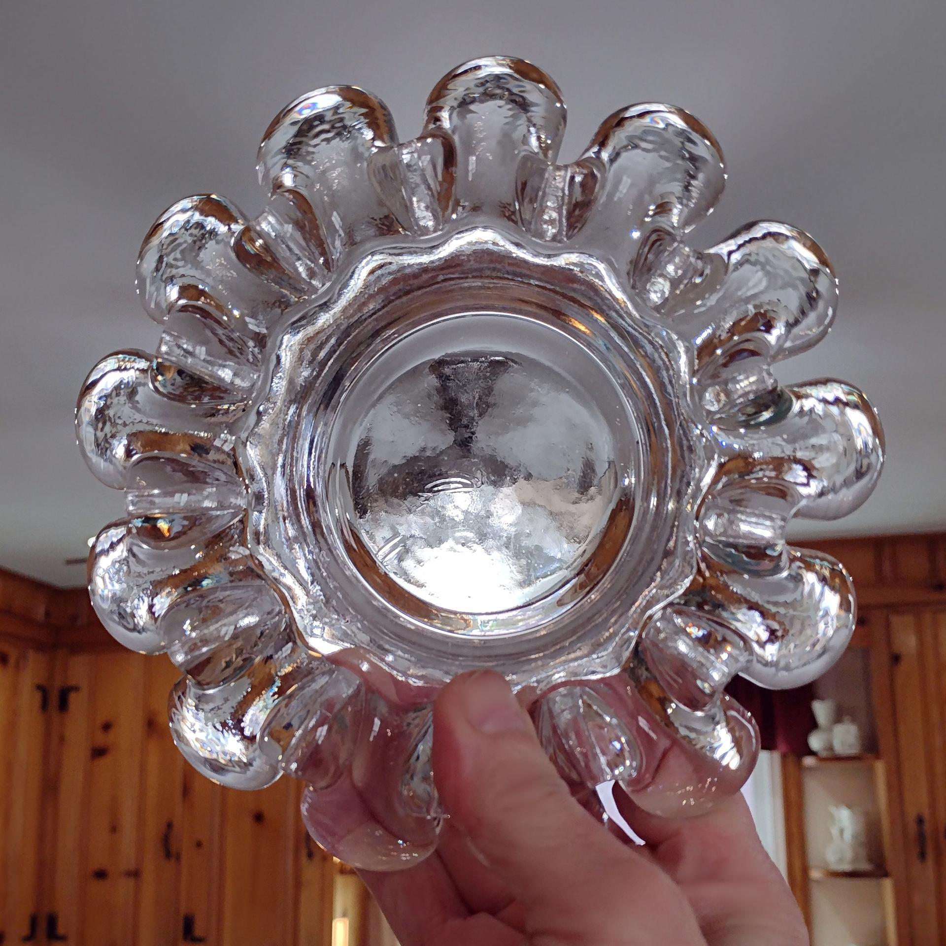 Vintage Kosta Boda Goran Warrf Krinolin Pillar Candle Holder or Ashtray, Swedish Scandinavian Art Glass