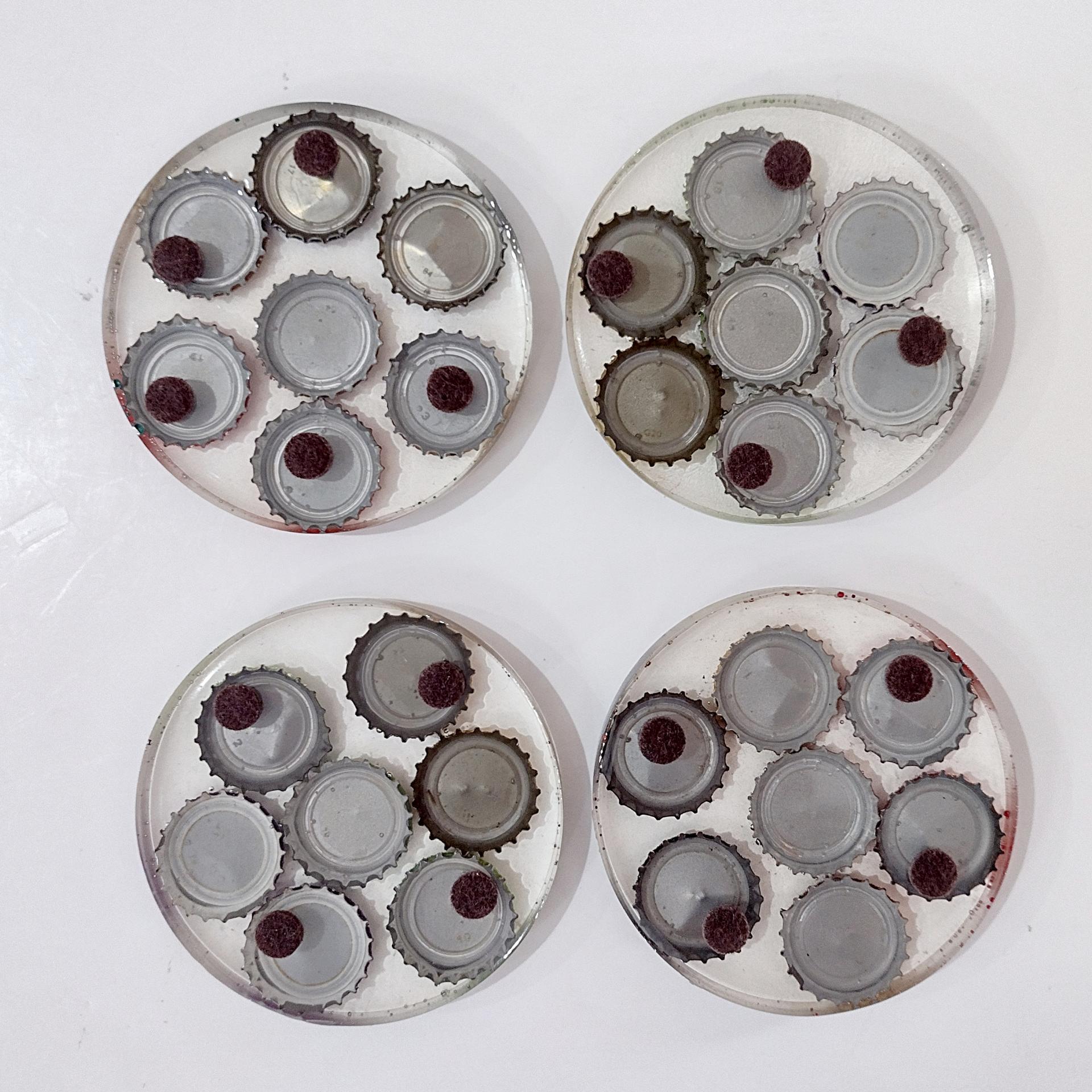 Vintage Lagunitas Brewing Company Bottle Cap Epoxy Resin Coasters, Set of Four, Multicolor Lagunitas Beer Dog Logo Bottlecaps