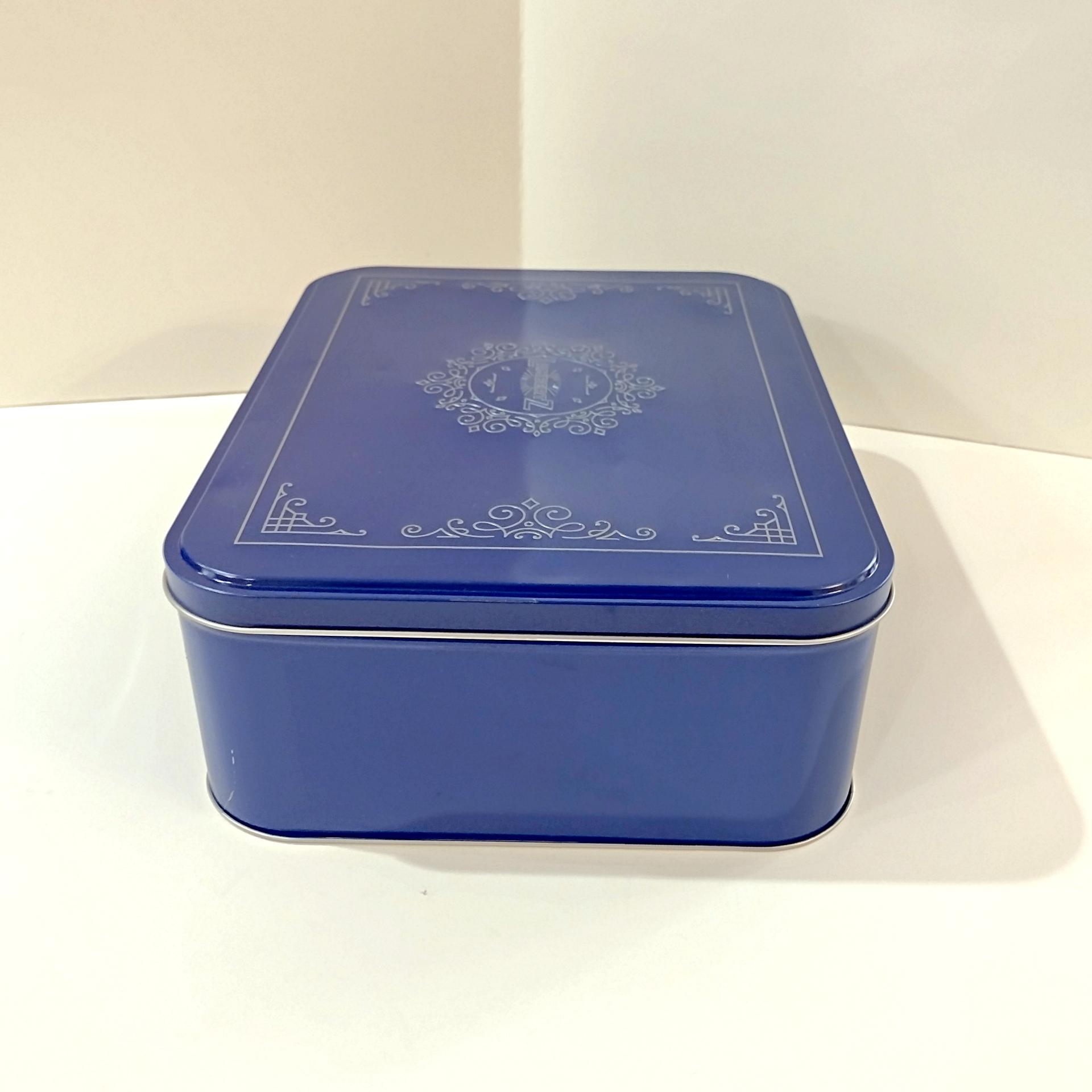 Vintage Large Blue Cookie Storage Tin, LambertZ Metal Tin Box