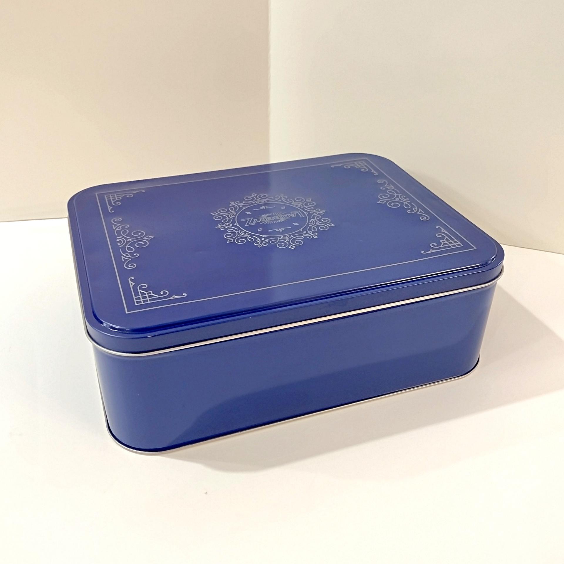 Vintage Large Blue Cookie Storage Tin, LambertZ Metal Tin Box