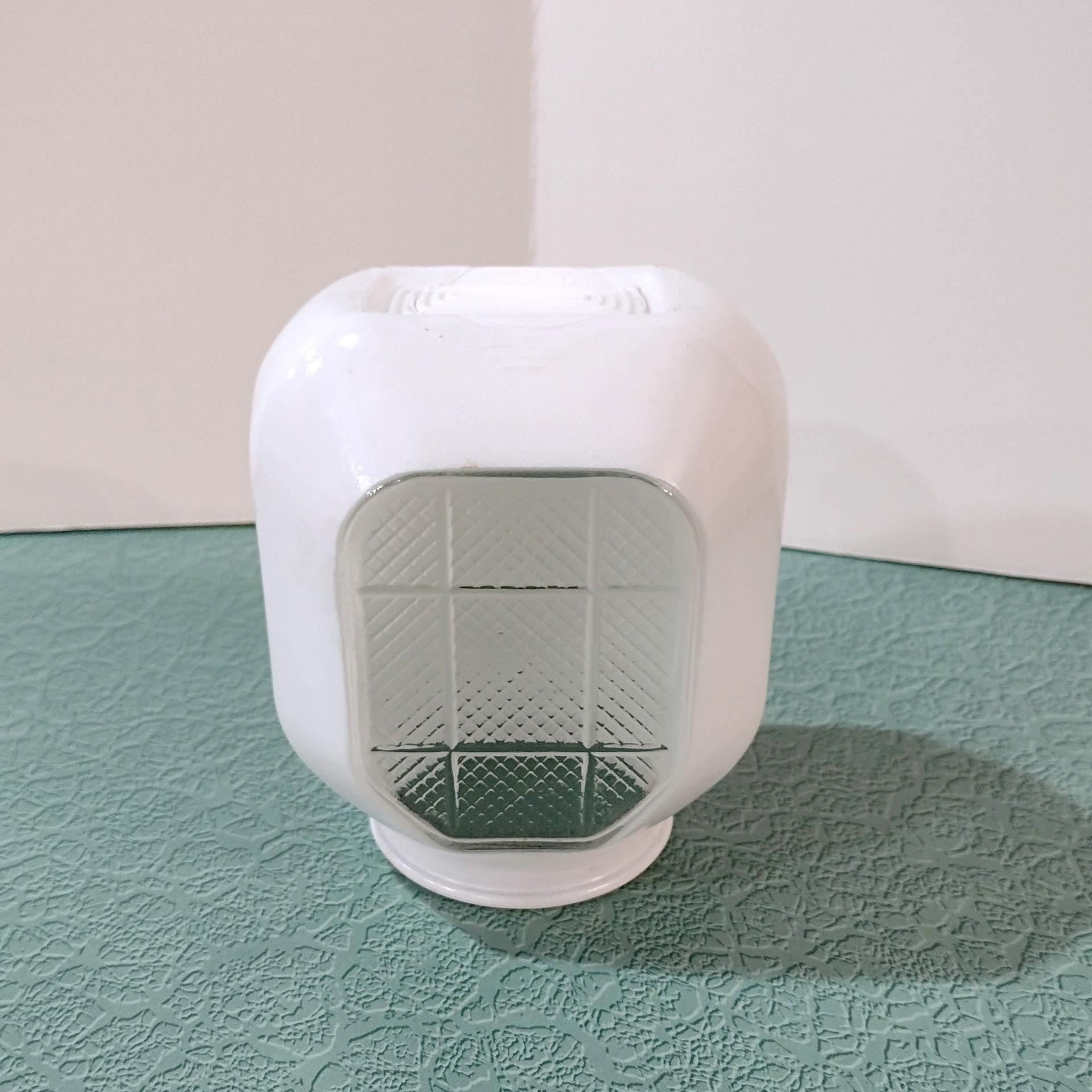 Vintage Square Art Deco White Glass Globe Light Cover, Sconce Shade, MCM Bathroom or Porch Light Shade