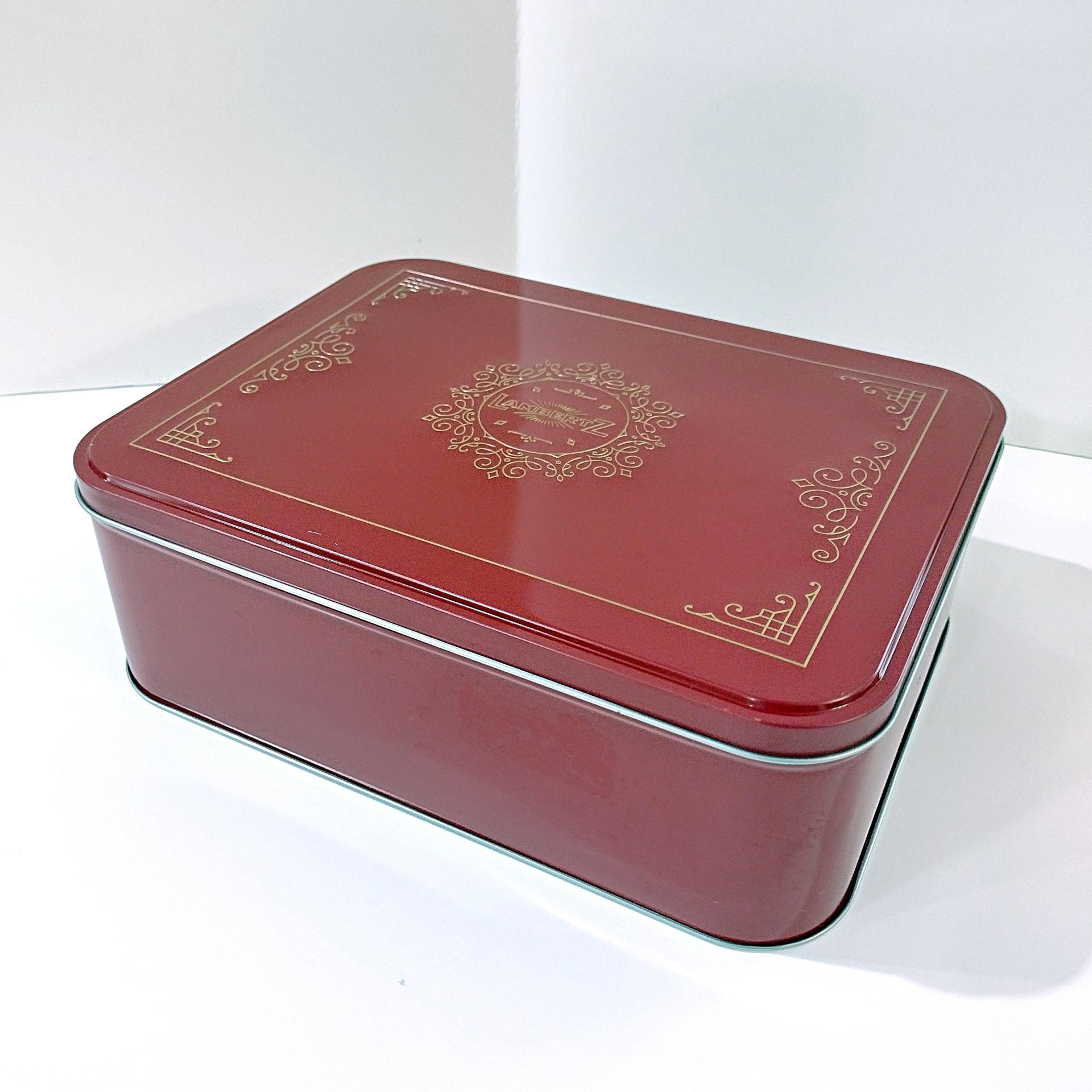 Vintage Large Red Cookie Storage Tin, LambertZ Metal Tin Box