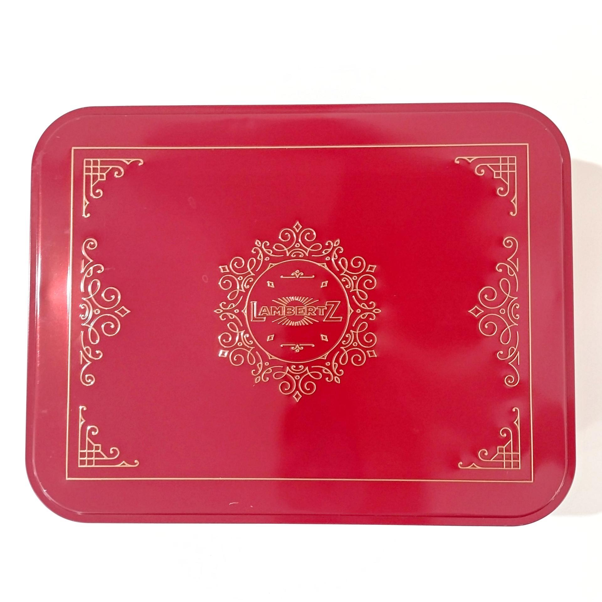 Vintage Large Red Cookie Storage Tin, LambertZ Metal Tin Box