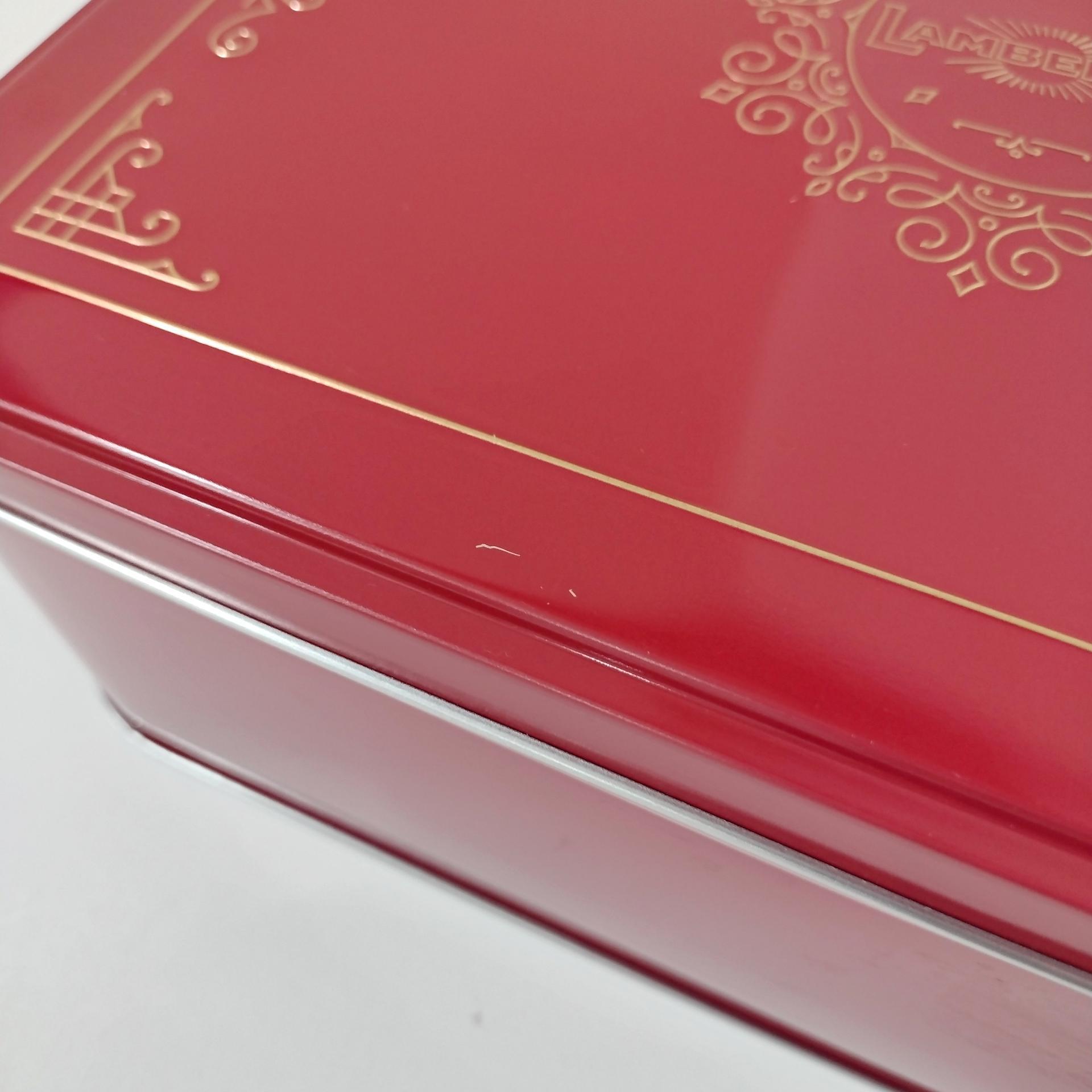 Vintage Large Red Cookie Storage Tin, LambertZ Metal Tin Box