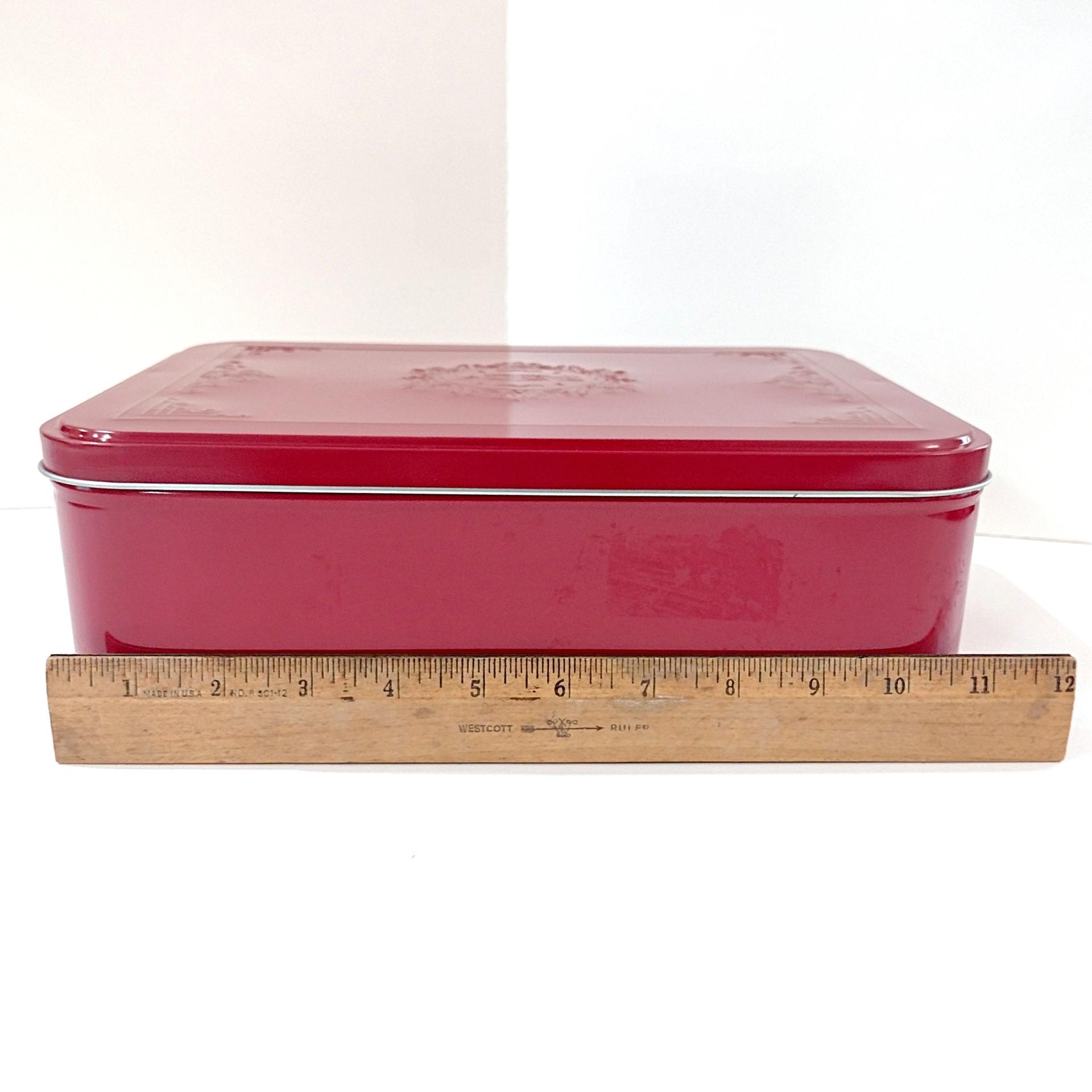 Vintage Large Red Cookie Storage Tin, LambertZ Metal Tin Box