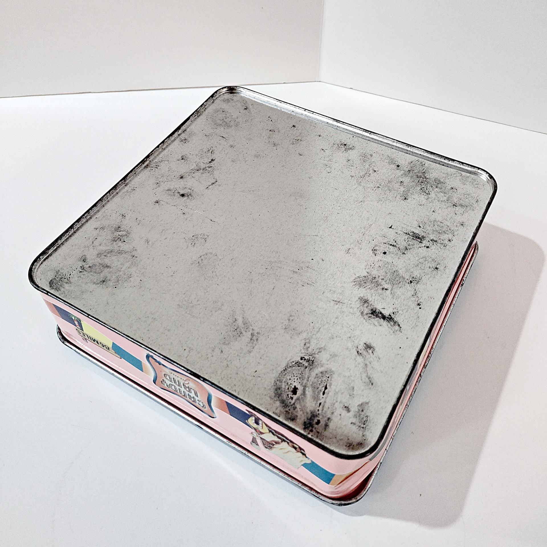 Vintage Candy Land Game Square Cookie Tin Container, Children's Room Decorative Metal Storage Box, Candyland Collectible