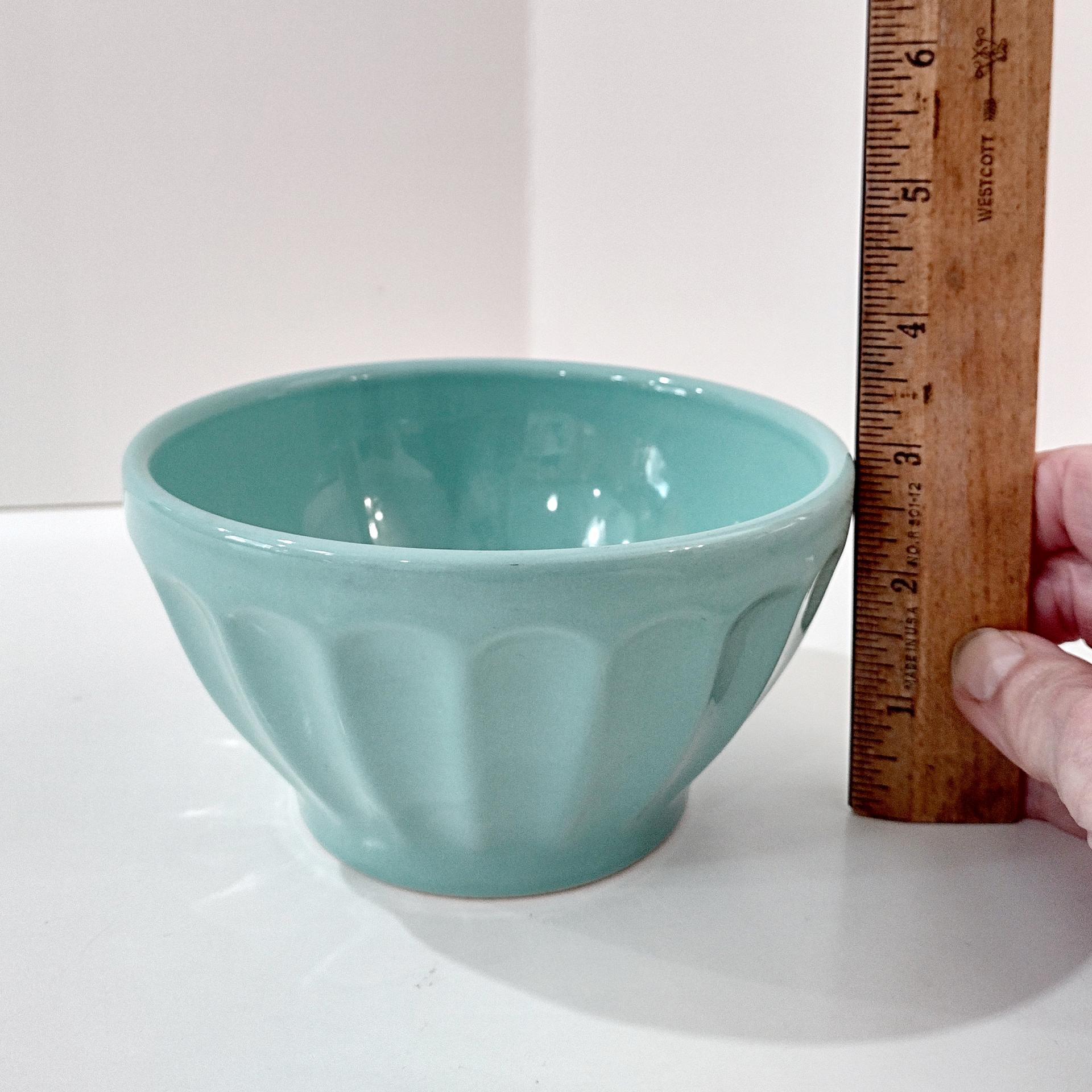 Vintage Anthropologie Seafoam Green Latte Bowls, Set of Two, Ceramic Cereal Soup Noodle Bowls