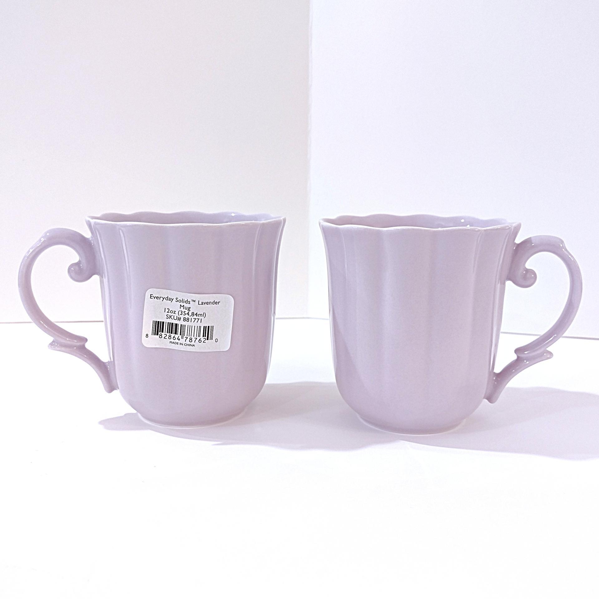 Vintage NEW Lenox Everyday Solids Lavender Mugs, Set of 2