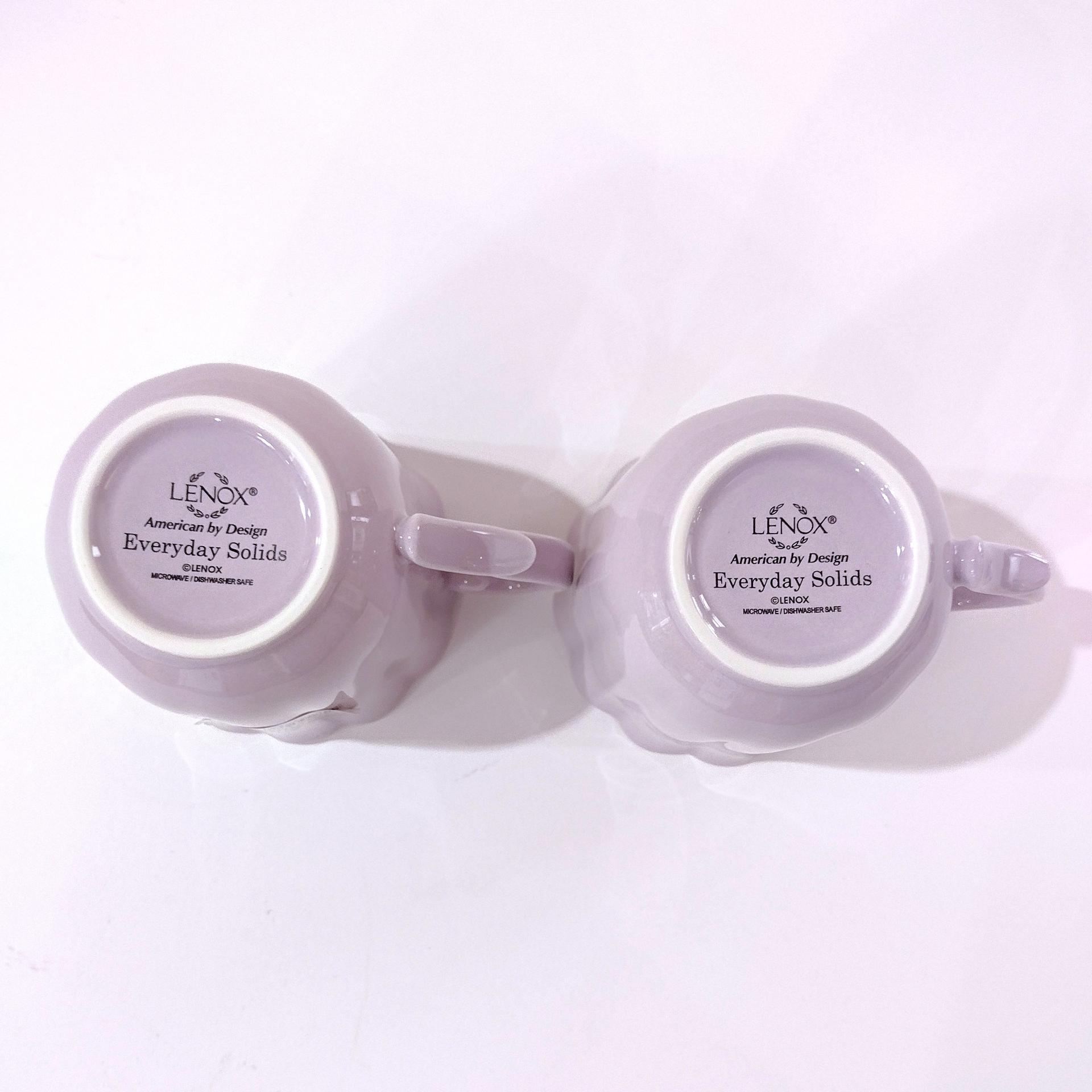 Vintage NEW Lenox Everyday Solids Lavender Mugs, Set of 2