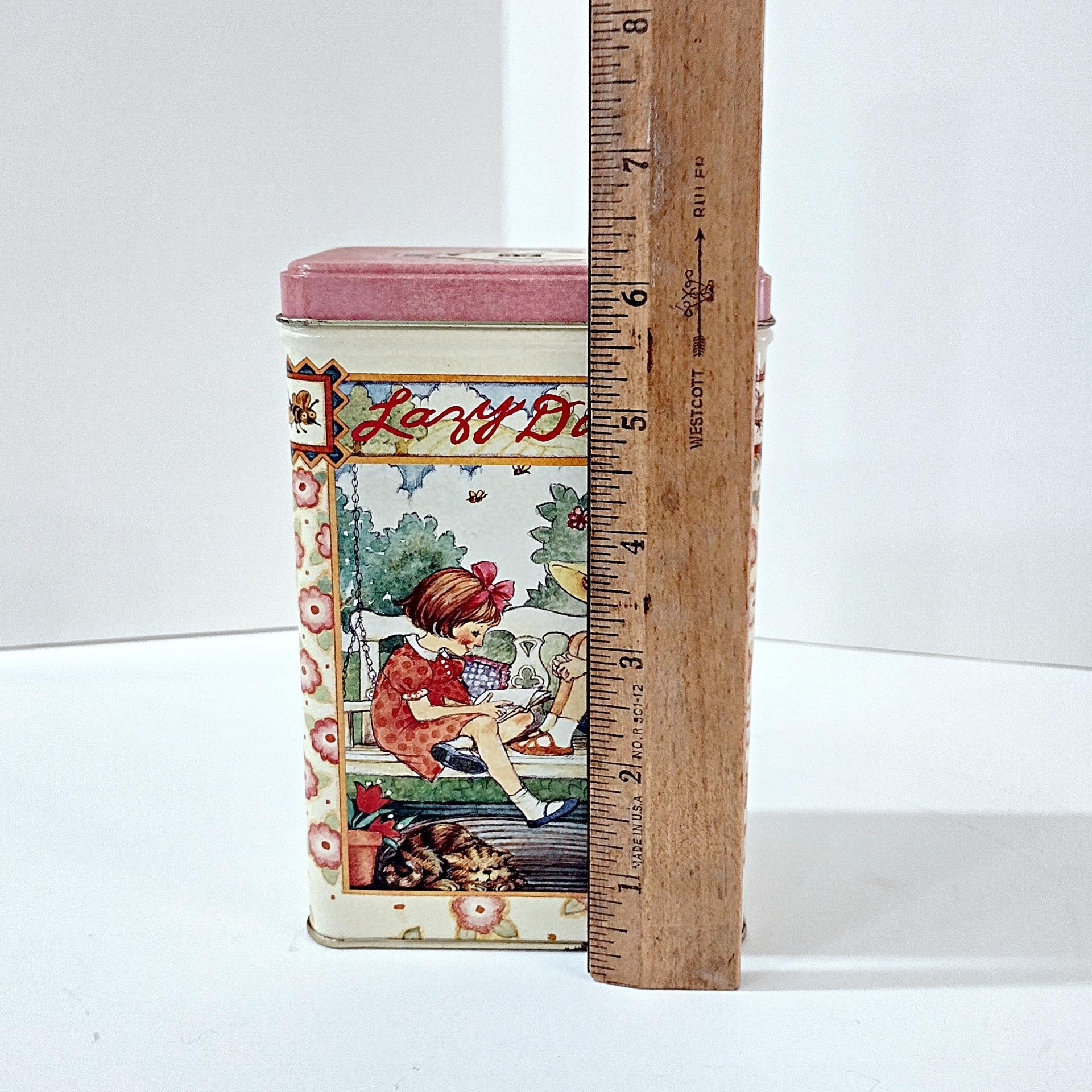 Vintage Lazy Days Metal Coin Bank, Retro Tin Children's Bank and Storage Container