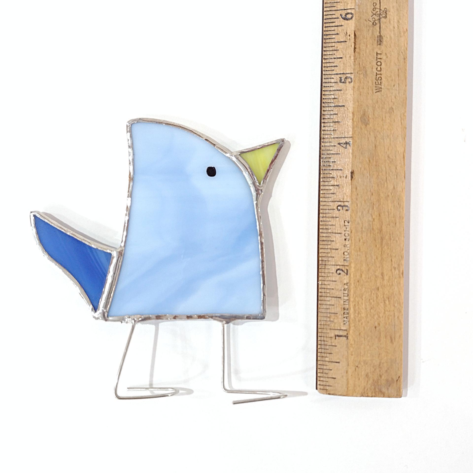 Stained Glass Standing Bird, Funky Glass Bird, Blue Bird Suncatcher, Windowsill Free Standing Bird