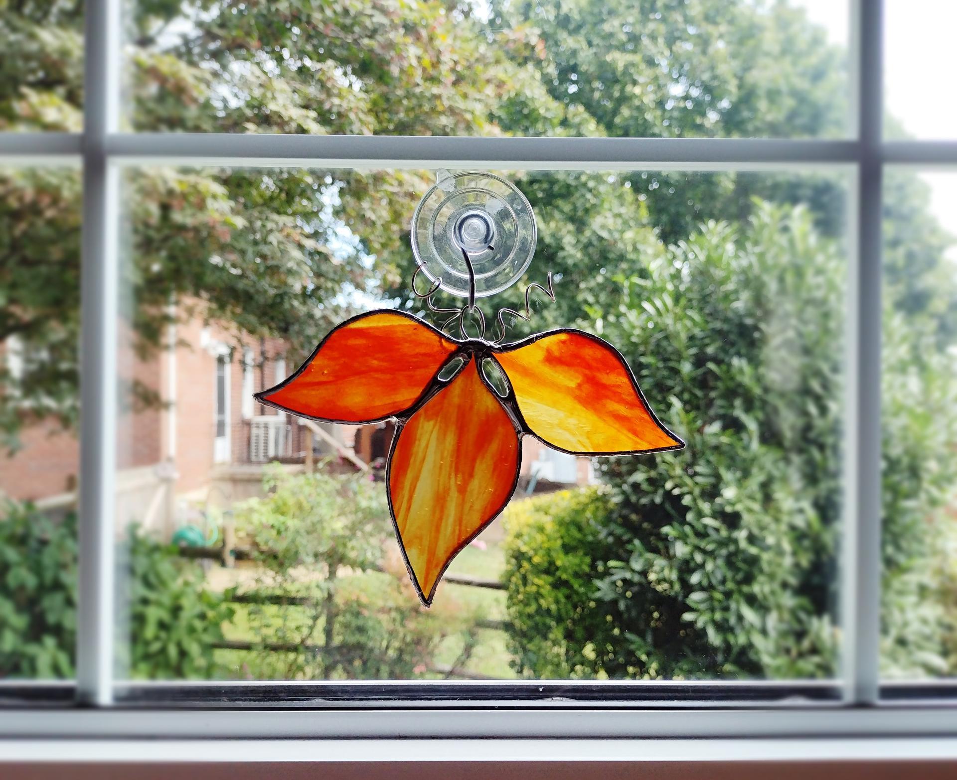 Stained Glass Fall Leaves Cluster, Youghiogheny Glass