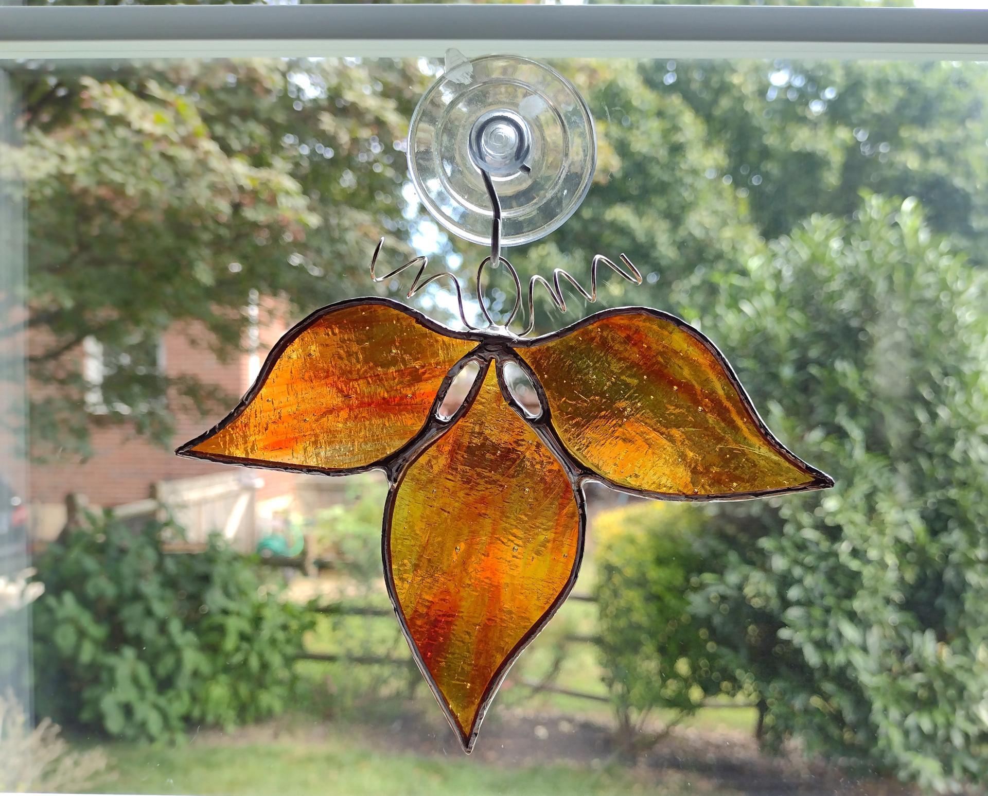 Stained Glass Fall Leaves Cluster, Wissmach Glass