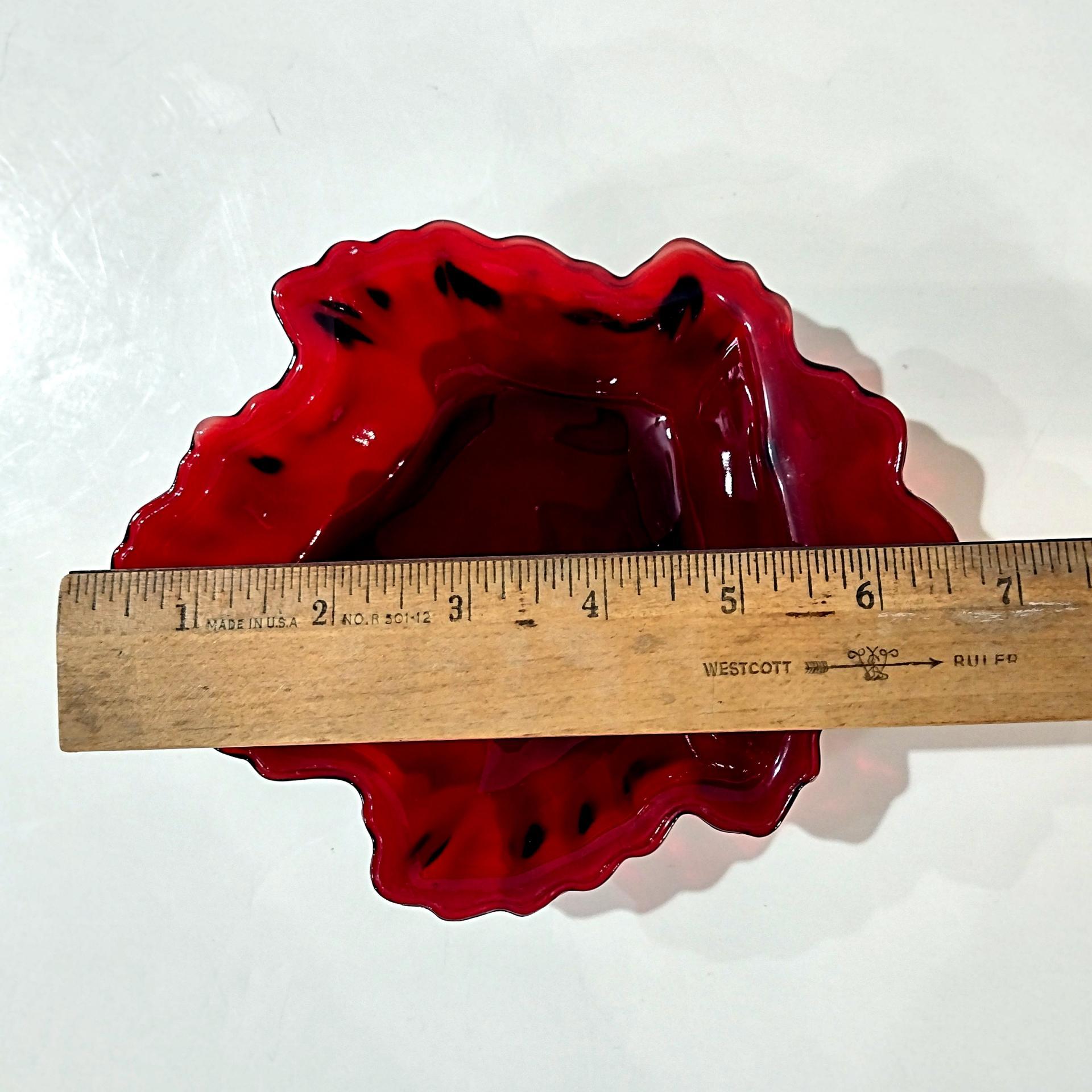 Vintage Anchor Hocking Royal Ruby Red Maple Leaf Candy Nut Dish Bowl, Ashtray, Trinket Dish