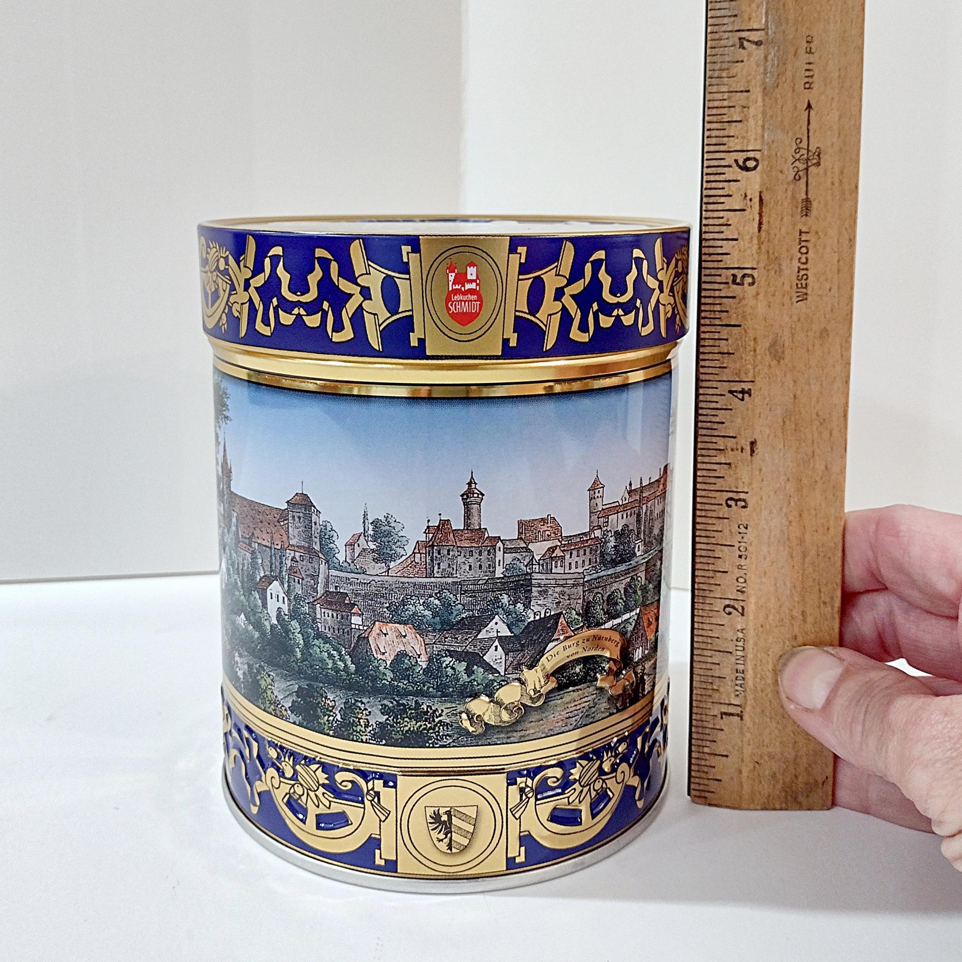 Vintage Lebkuchen-Schmitz Gingerbread Cookie Nurnberger Castle Tin, Nuremburg Germany Scene Decorative Storage Tin