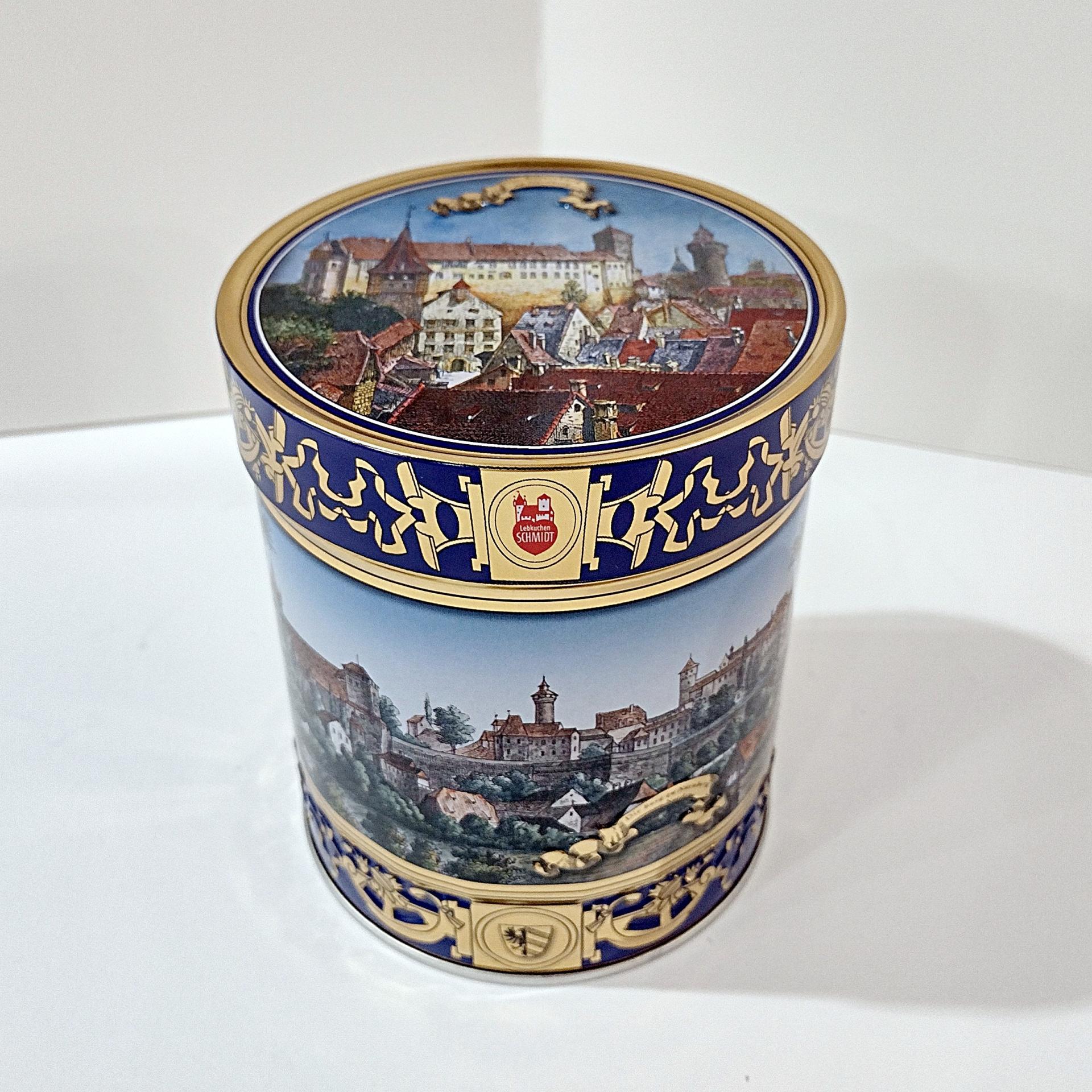 Vintage Lebkuchen-Schmitz Gingerbread Cookie Nurnberger Castle Tin, Nuremburg Germany Scene Decorative Storage Tin