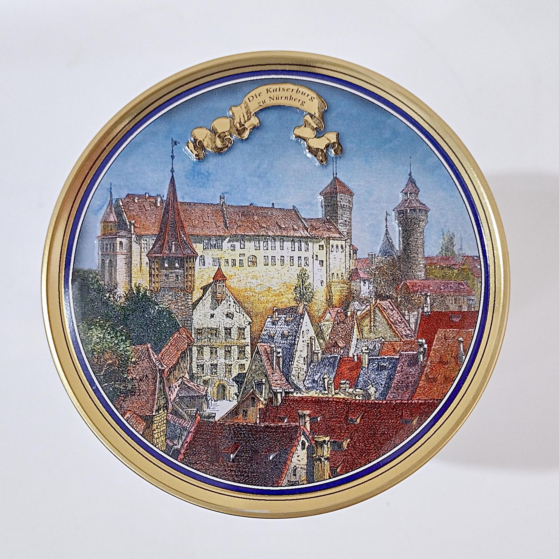 Vintage Lebkuchen-Schmitz Gingerbread Cookie Nurnberger Castle Tin, Nuremburg Germany Scene Decorative Storage Tin