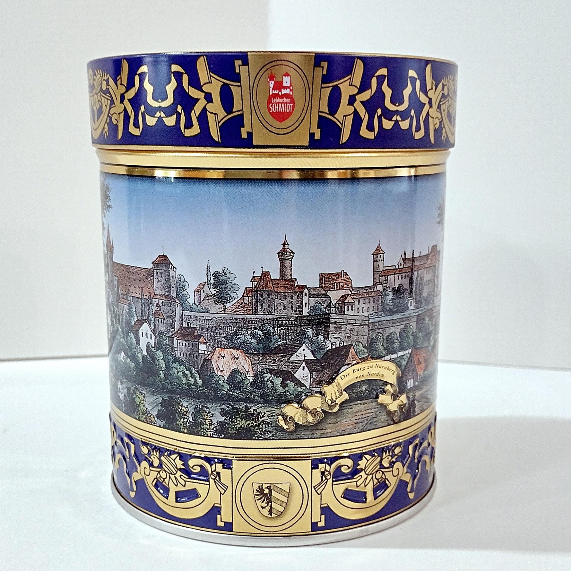 Vintage Lebkuchen-Schmitz Gingerbread Cookie Nurnberger Castle Tin, Nuremburg Germany Scene Decorative Storage Tin