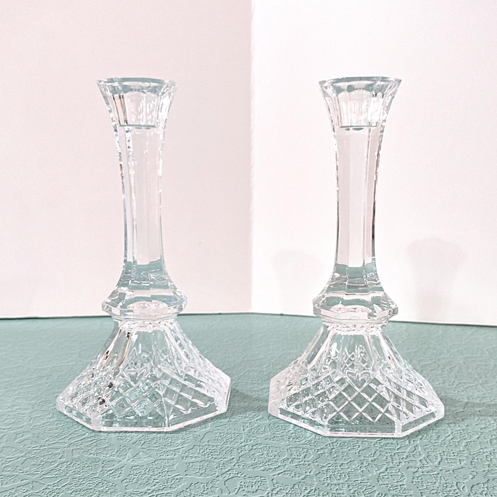 Vintage Crystal Candlestick Holders, Set of 2, Anchor Hocking Legacy Candle Stick Holders