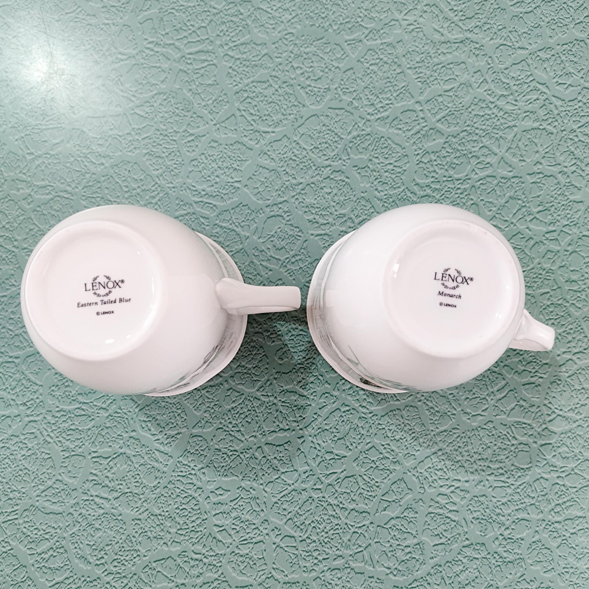 Vintage Lenox Butterfly Mugs, Set of Two, Monarch and Eastern Tailed Blue Butterfly Designs