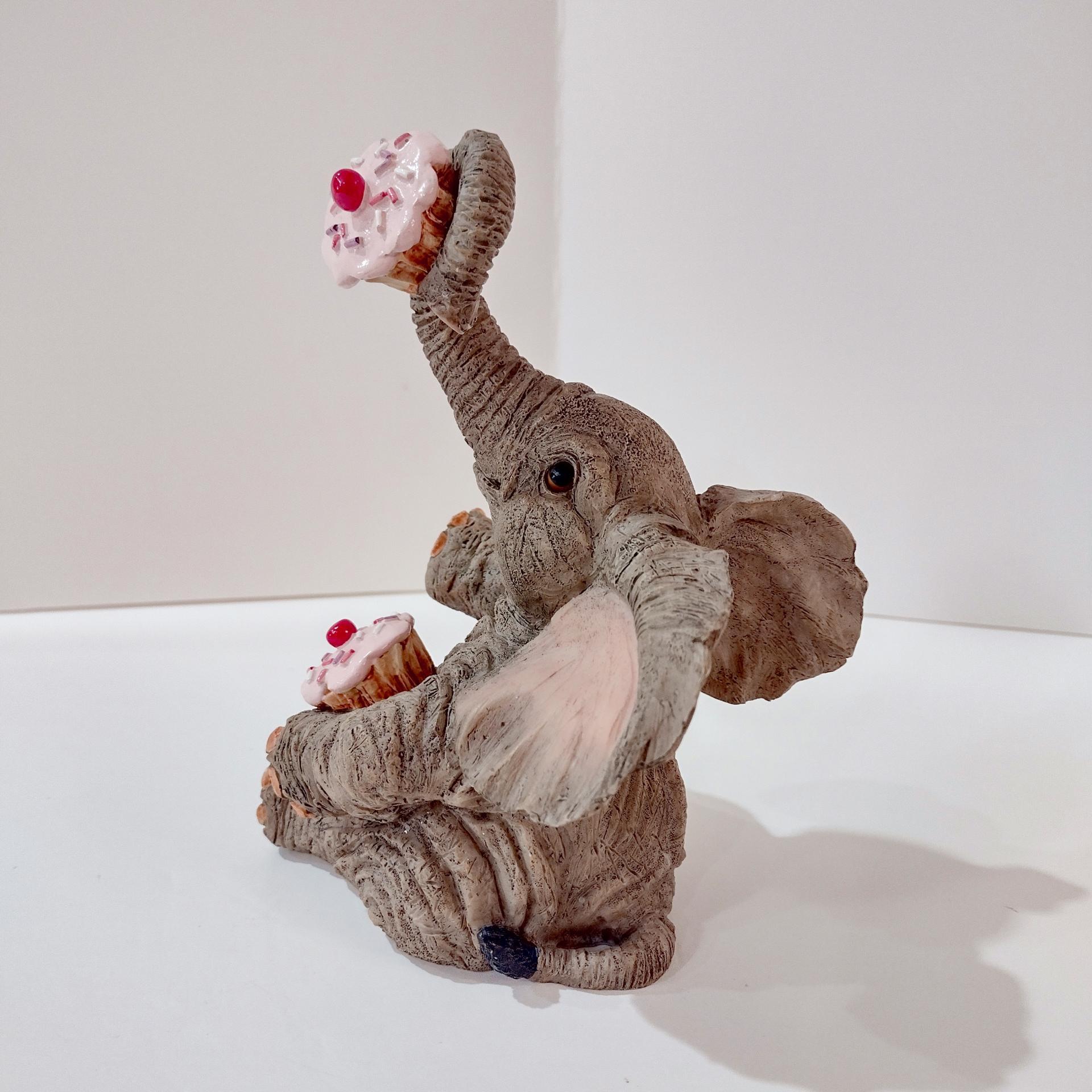 Vintage Lenox Sprinkles and Wrinkles Elephant with Cupcakes Resin Figurine