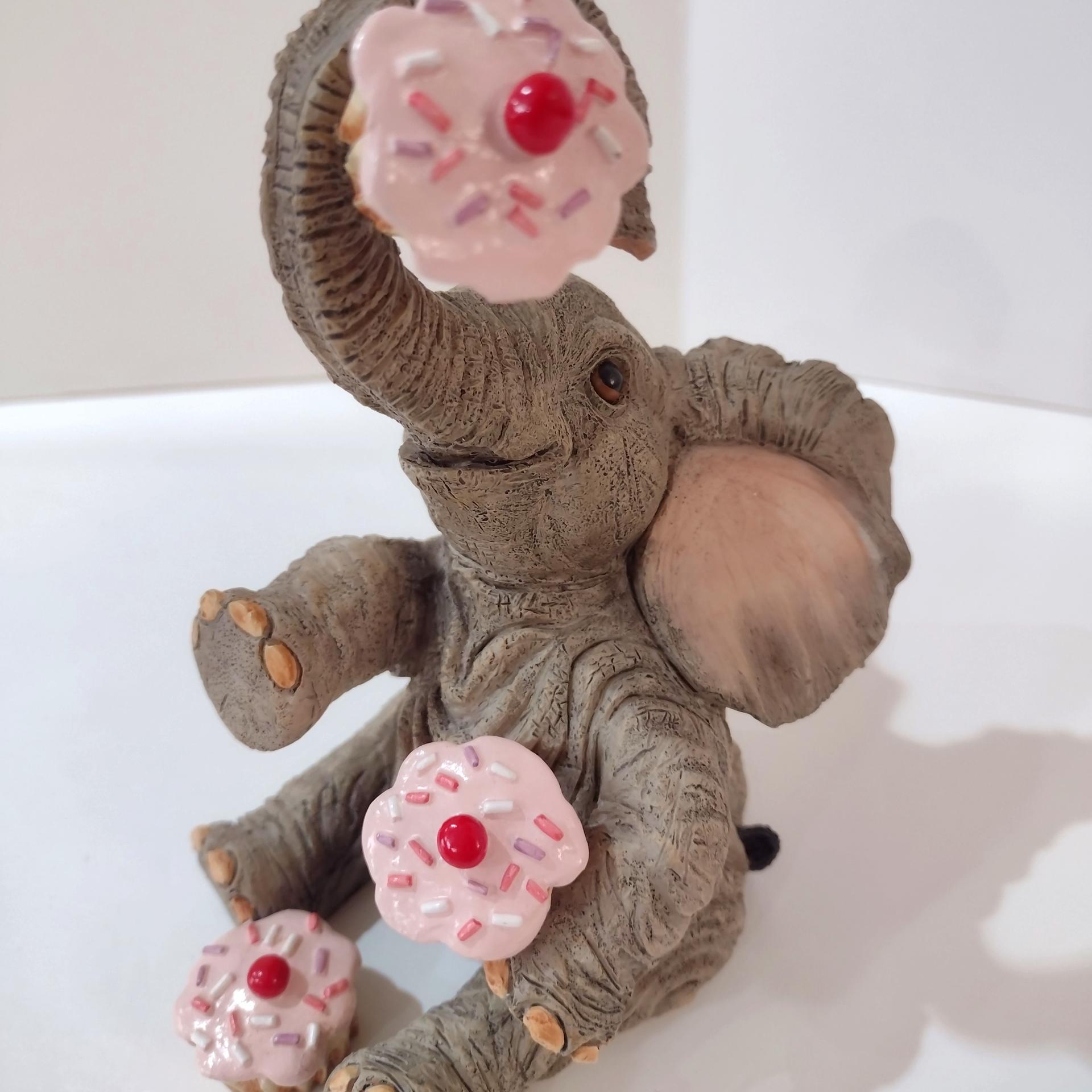 Vintage Lenox Sprinkles and Wrinkles Elephant with Cupcakes Resin Figurine