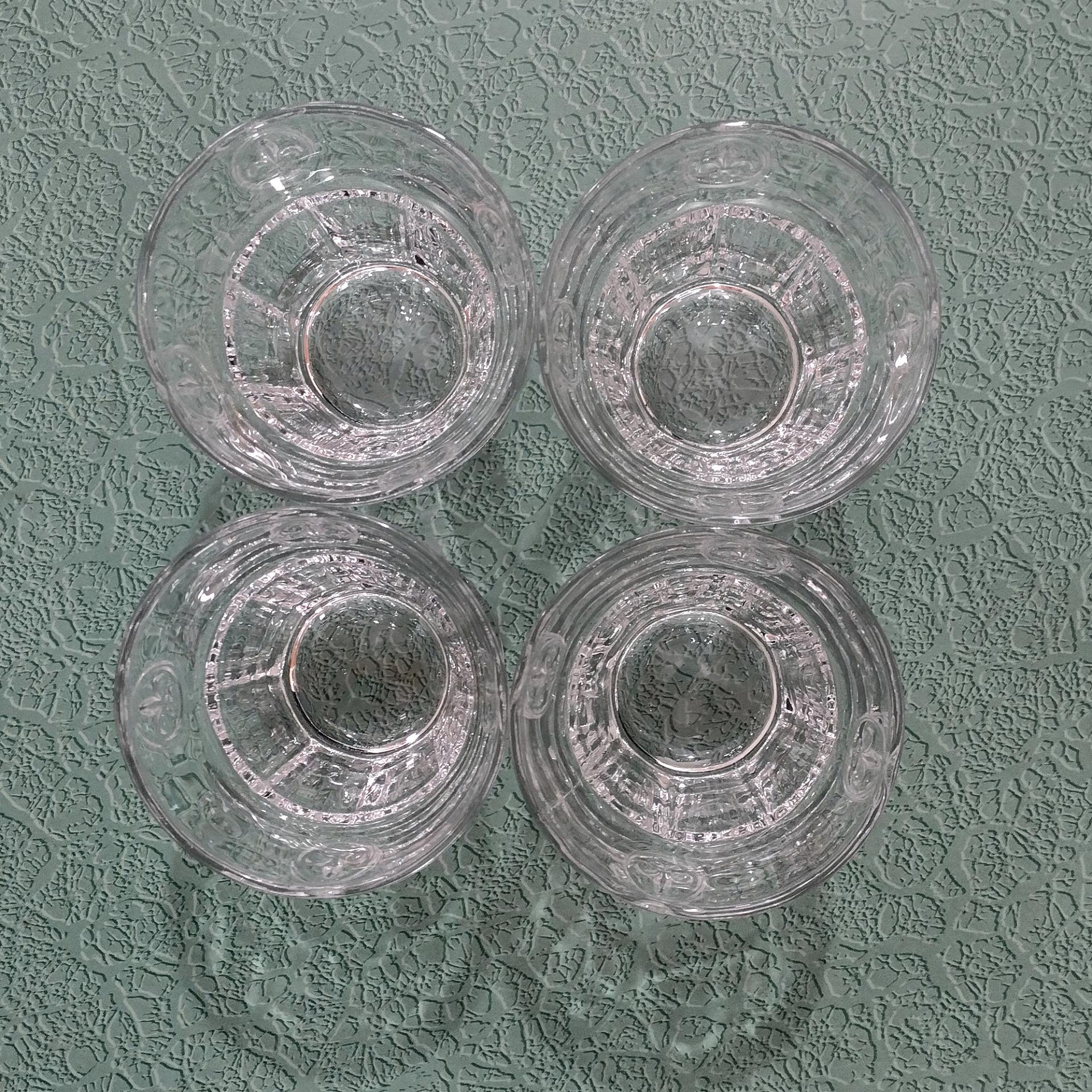 Vintage Fleur de Lis Rocks Glasses, Set of Four, Fleur de Lis Lowball Cocktail Glasses