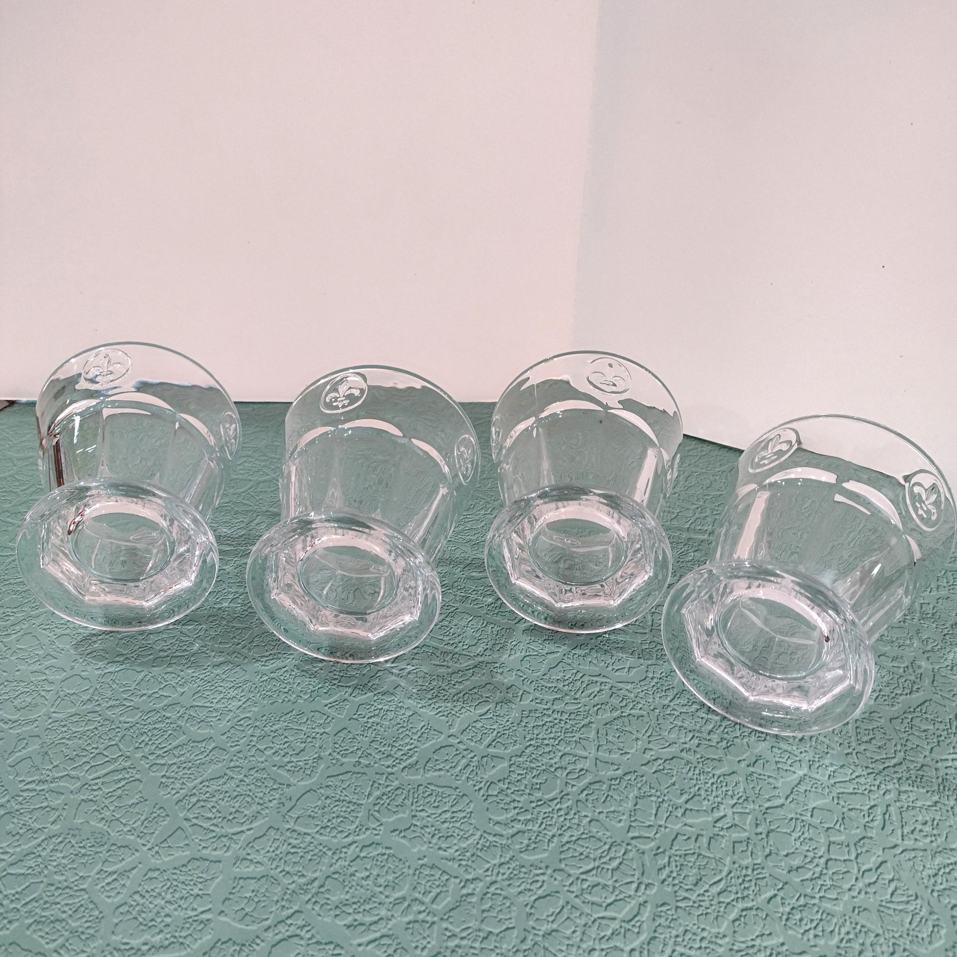 Vintage Fleur de Lis Rocks Glasses, Set of Four, Fleur de Lis Lowball Cocktail Glasses