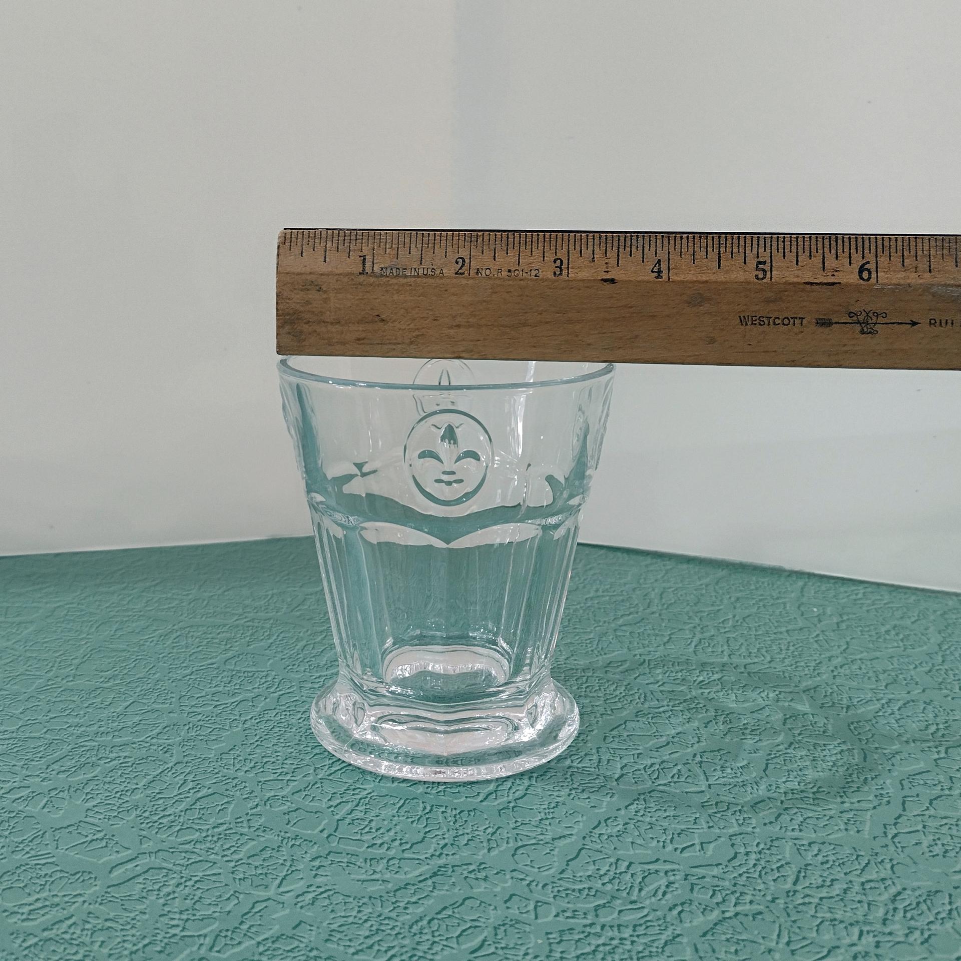 Vintage Fleur de Lis Rocks Glasses, Set of Four, Fleur de Lis Lowball Cocktail Glasses